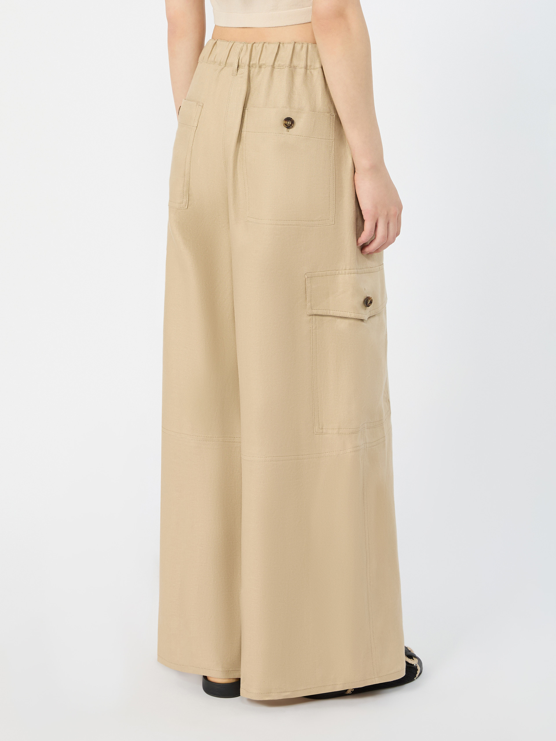Linen gabardine cargo trousers - SAND - Weekend Max Mara - 3