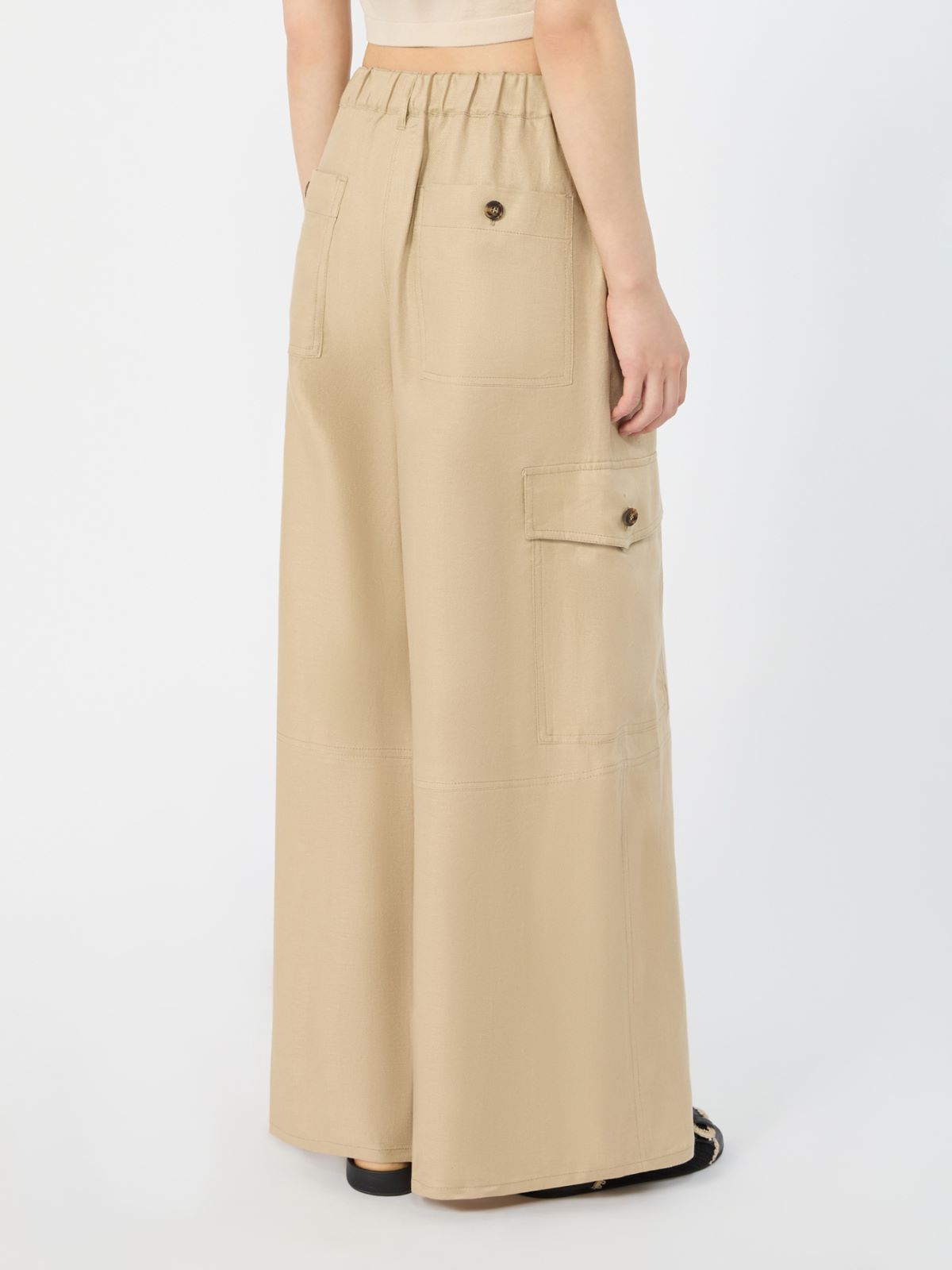 Pantalone cargo in gabardina di lino - SABBIA - Weekend - 3