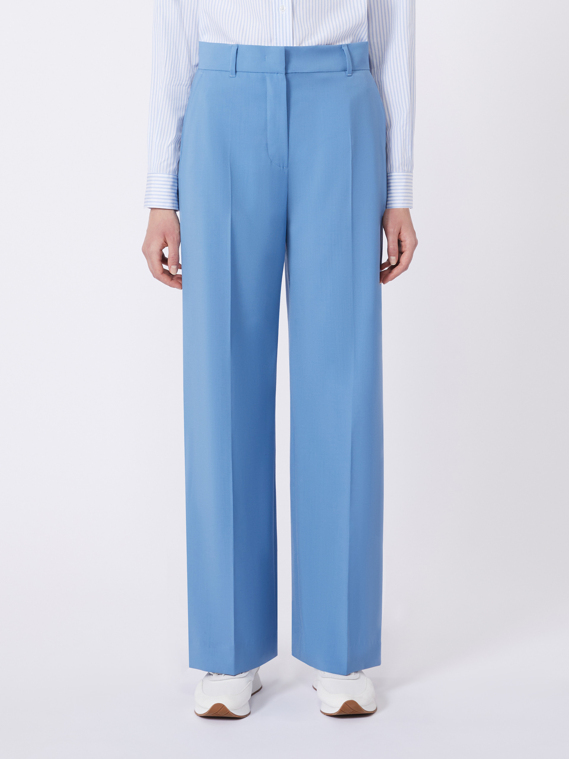 Woollen cloth palazzo trousers - LIGHT BLUE - Weekend Max Mara - 2