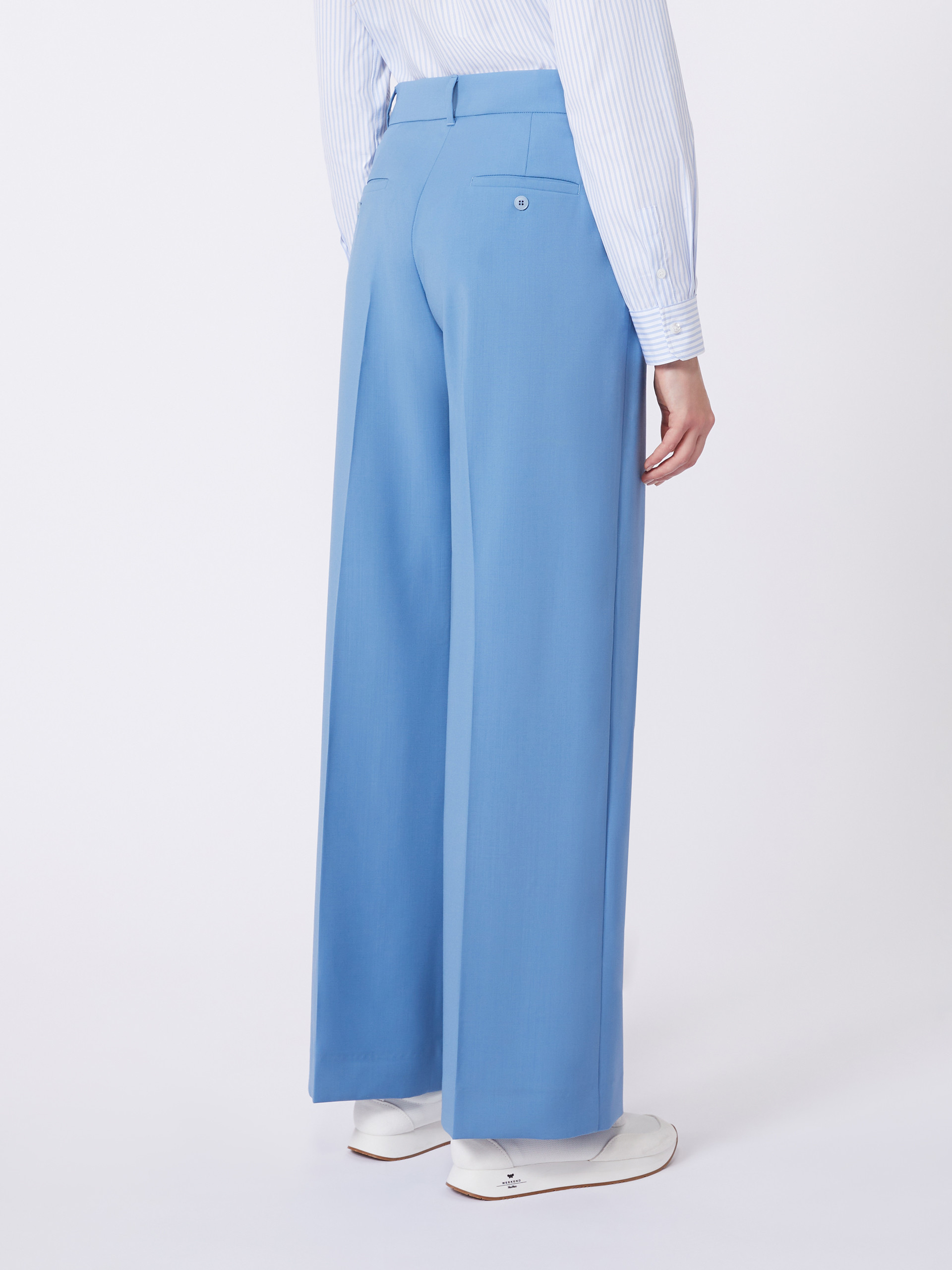 Woollen cloth palazzo trousers - LIGHT BLUE - Weekend Max Mara - 3