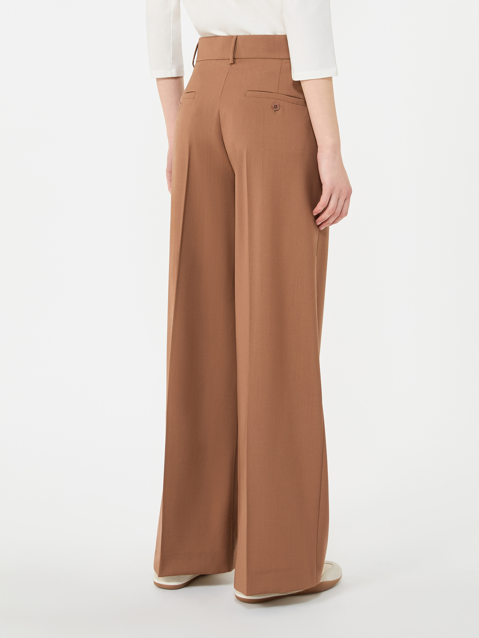 Woollen cloth palazzo trousers - TOBACCO - Weekend Max Mara - 3