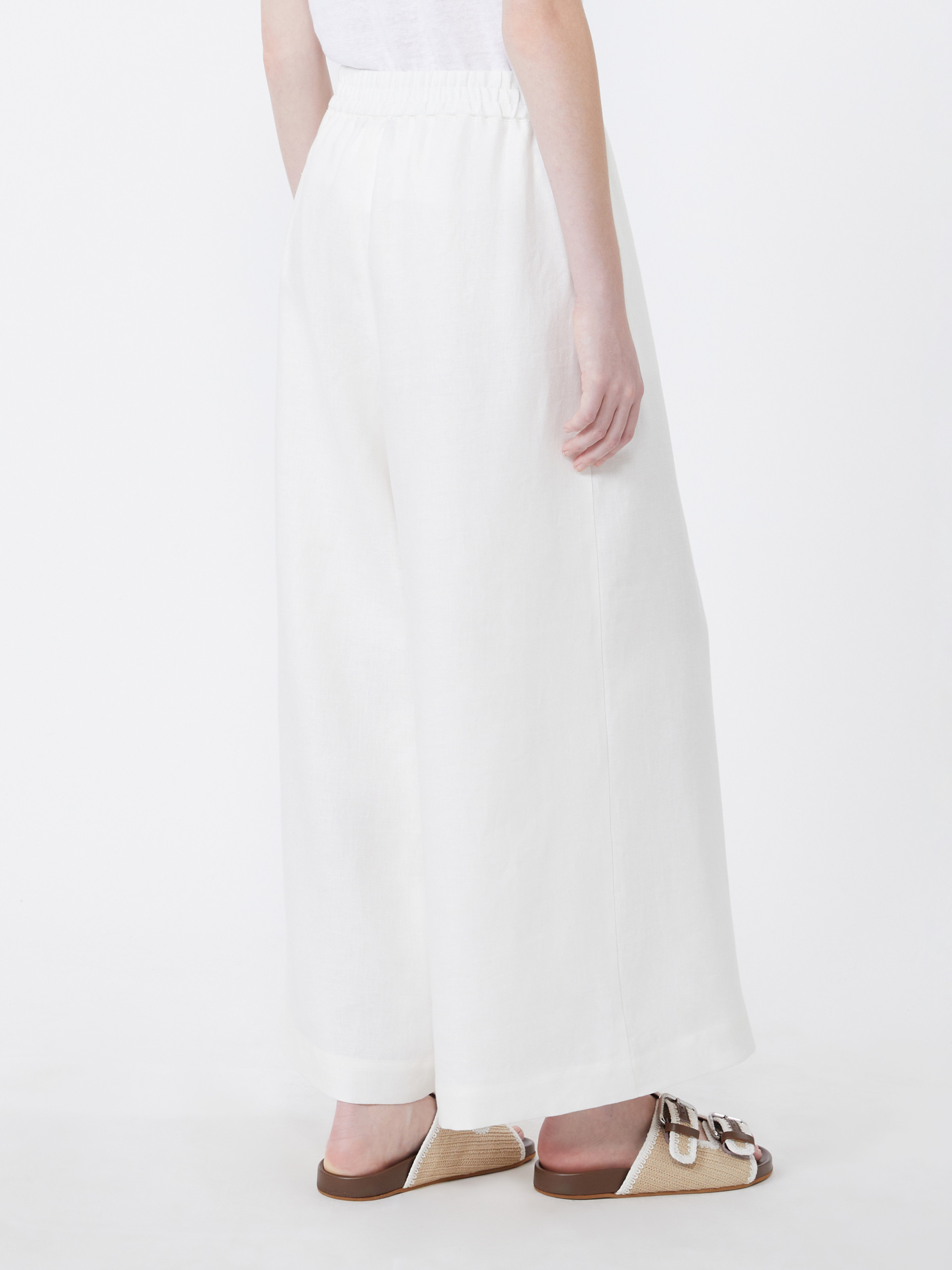 Wide-leg linen trousers - WHITE - Weekend Max Mara - 3