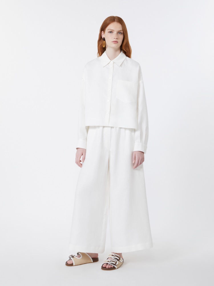 Wide-leg linen trousers - WHITE - Weekend