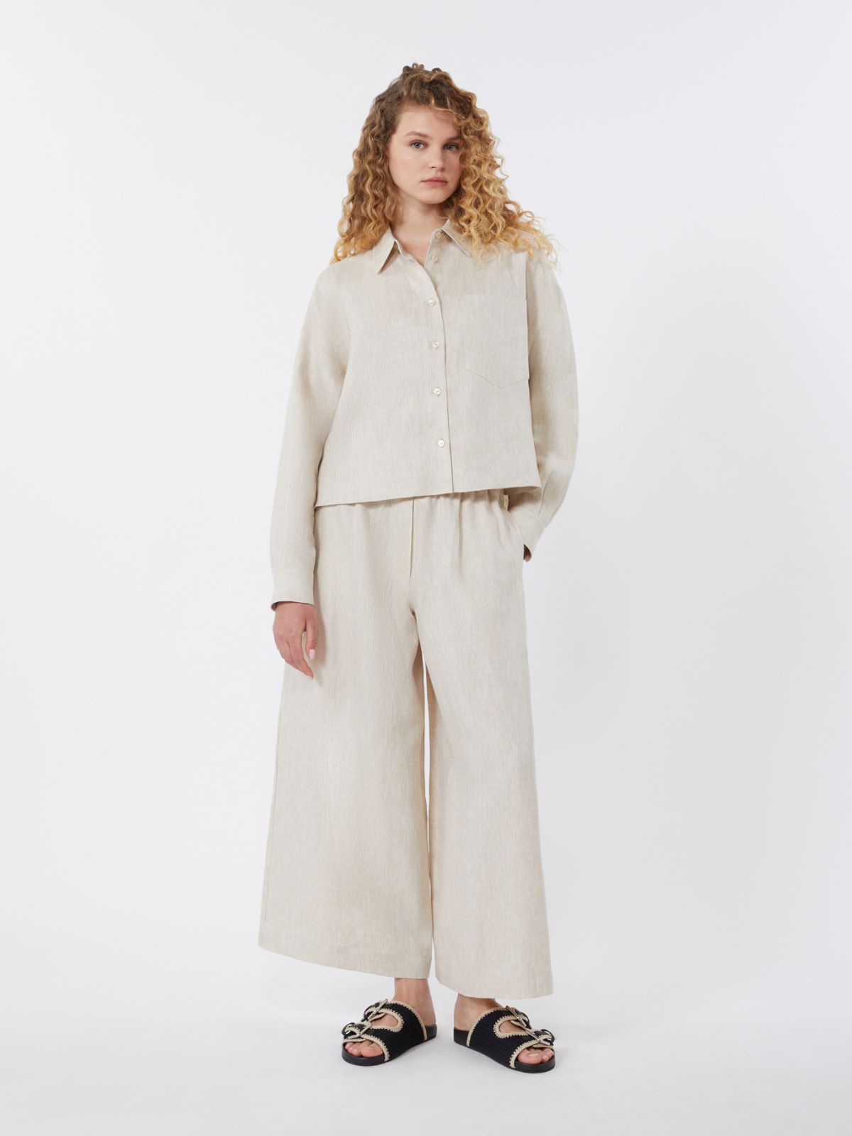 Wide-leg linen trousers - ECRU - Weekend
