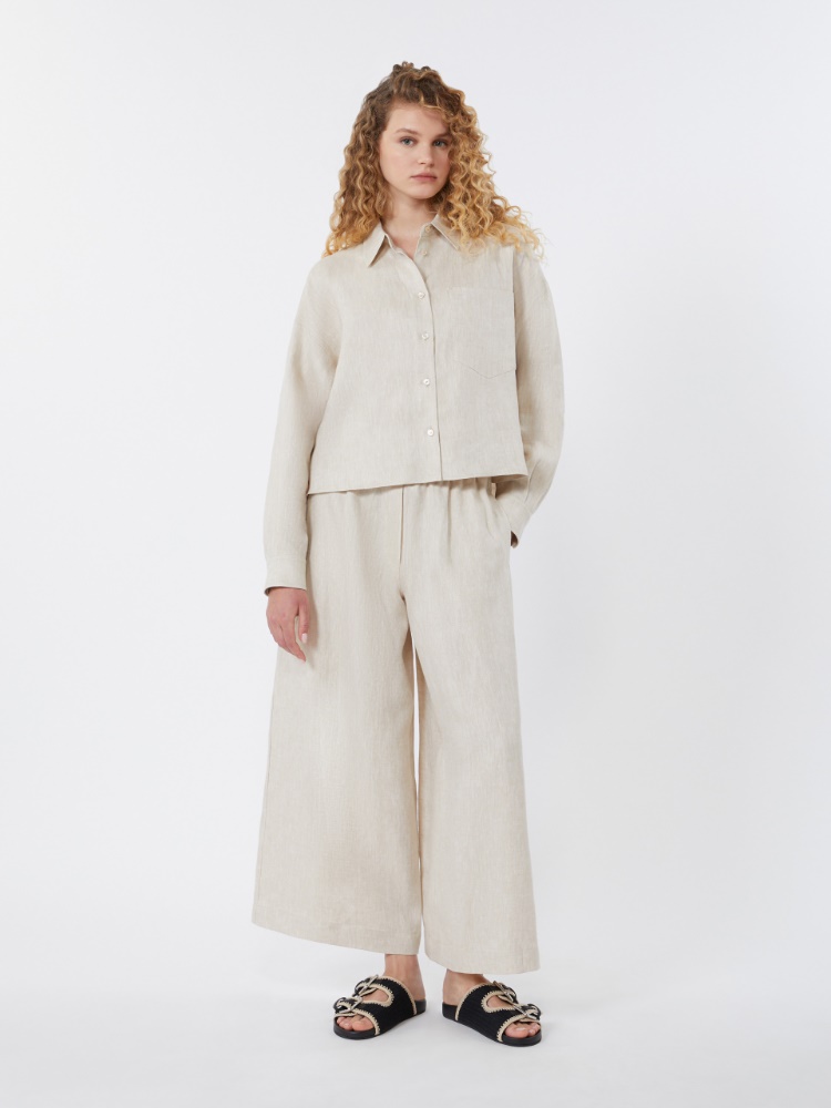 Wide-leg linen trousers - ECRU - Weekend