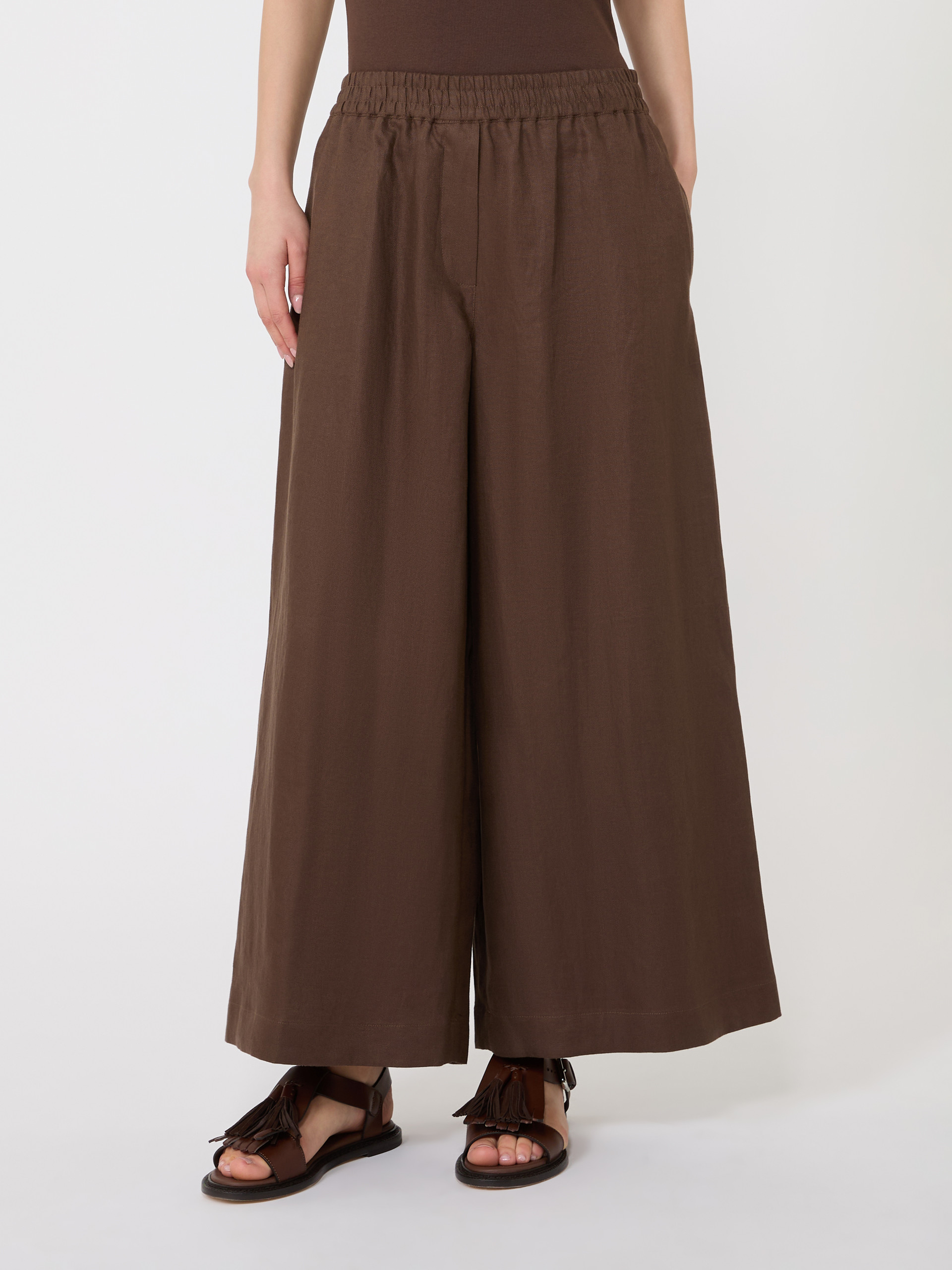 Wide-leg linen trousers - CHOCOLATE - Weekend Max Mara - 2