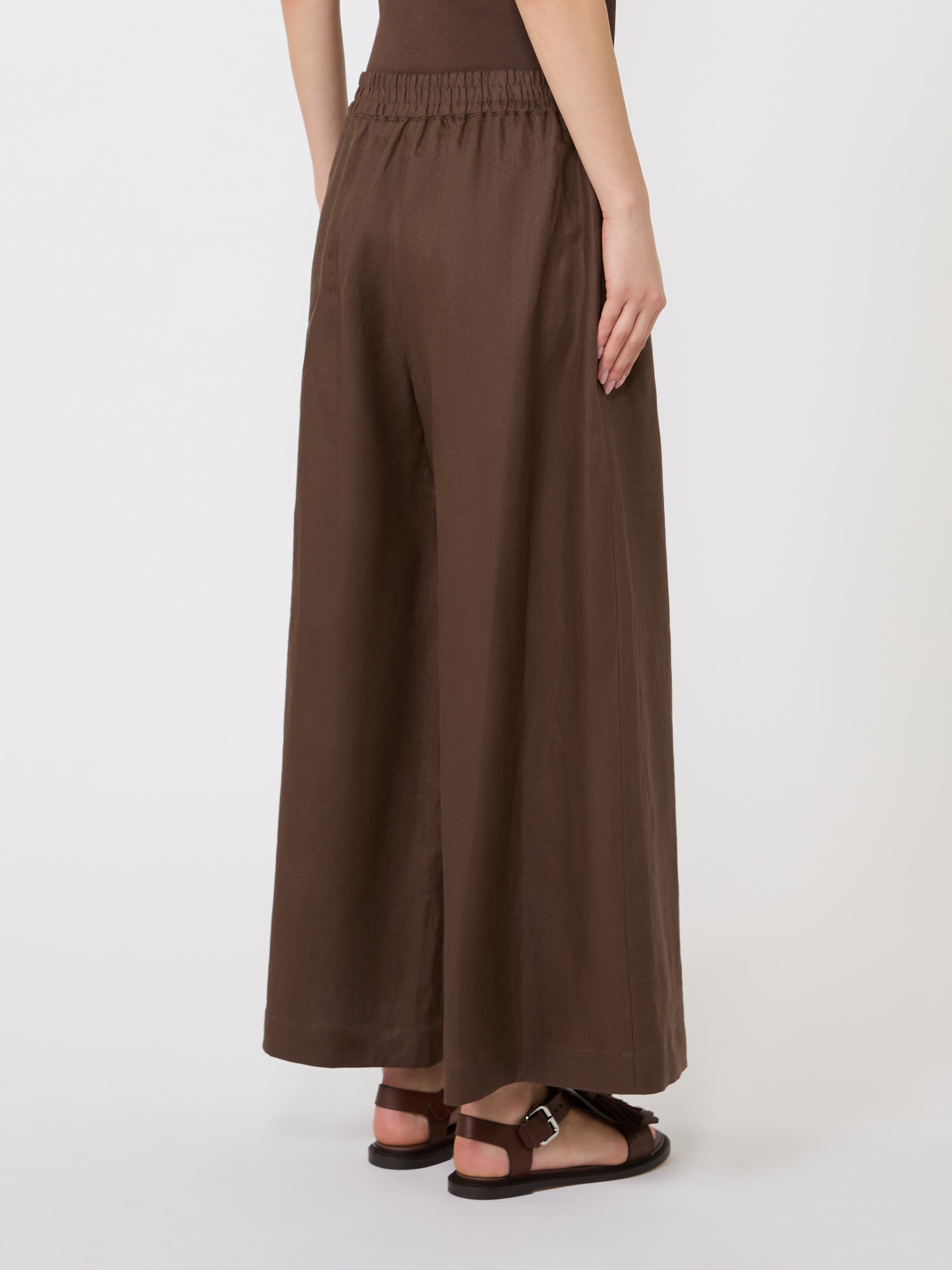 Wide-leg linen trousers - CHOCOLATE - Weekend Max Mara - 3
