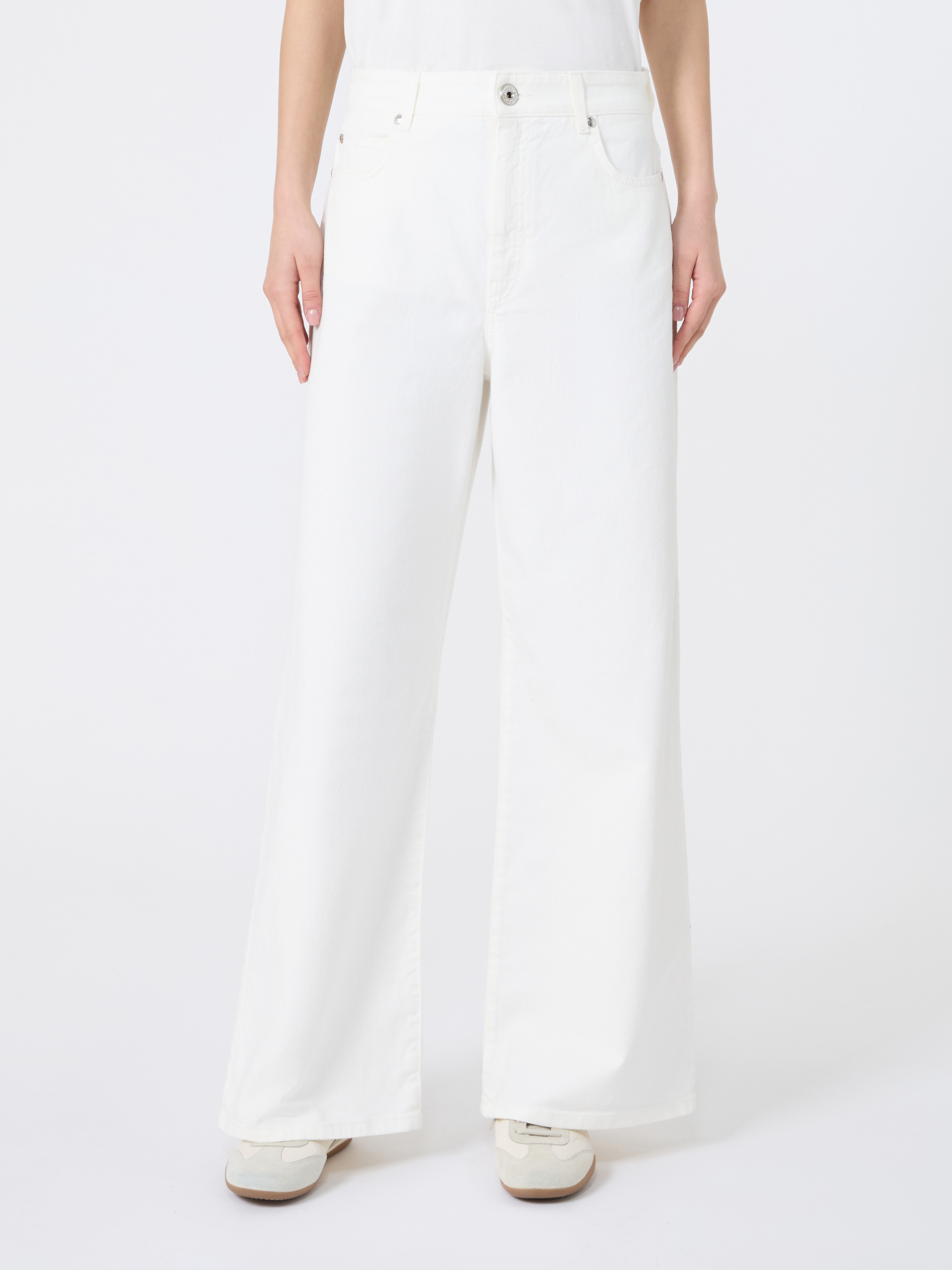 Cotton drill wide-leg trousers - WHITE - Weekend Max Mara - 2