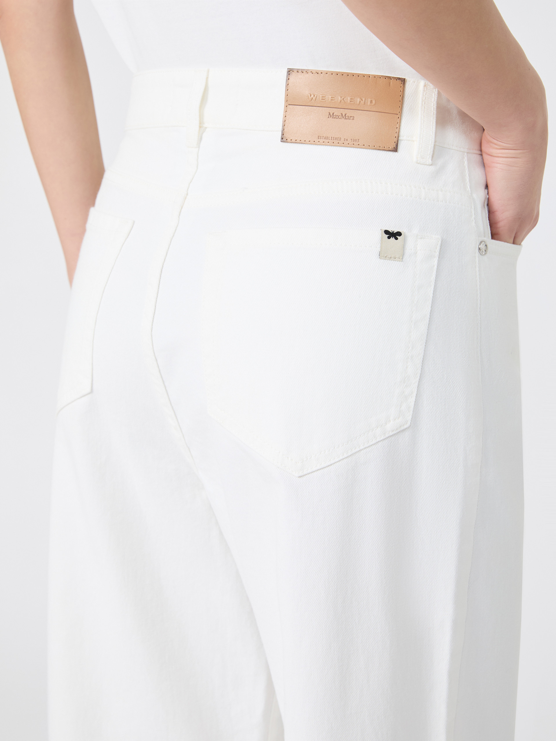 Cotton drill wide-leg trousers - WHITE - Weekend Max Mara - 4