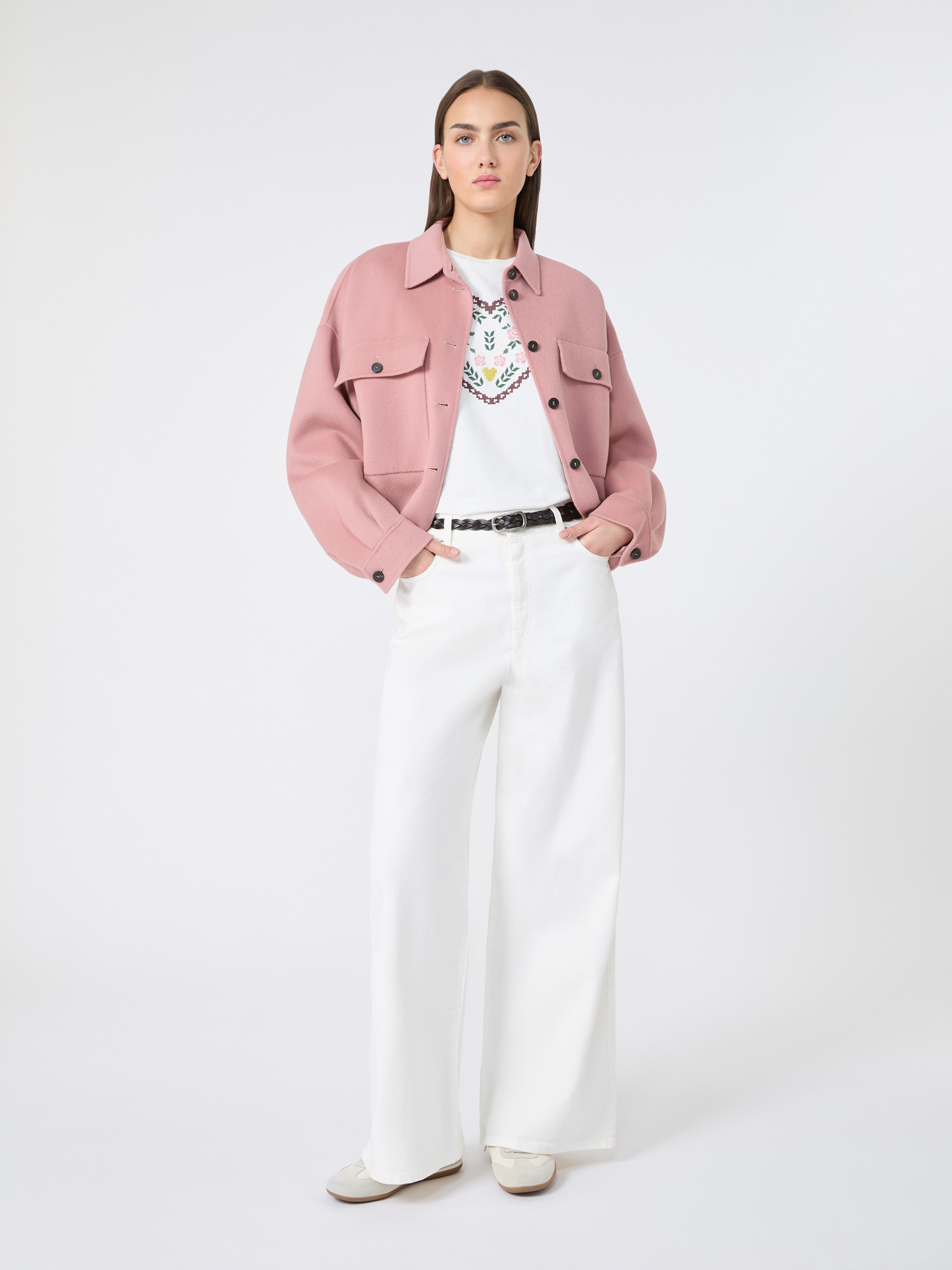 Cotton drill wide-leg trousers - WHITE - Weekend Max Mara