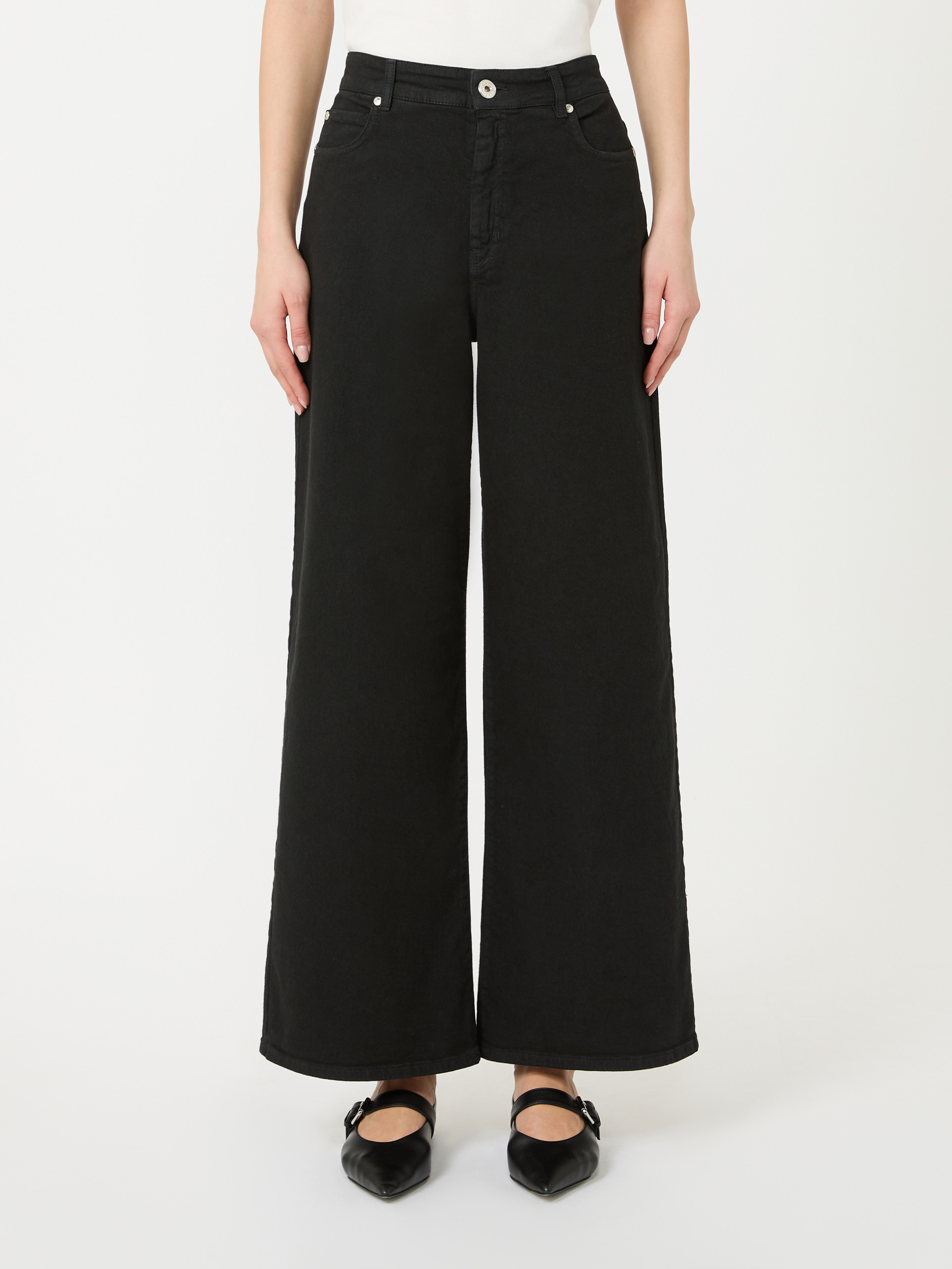 Cotton drill wide-leg trousers - BLACK - Weekend Max Mara - 2