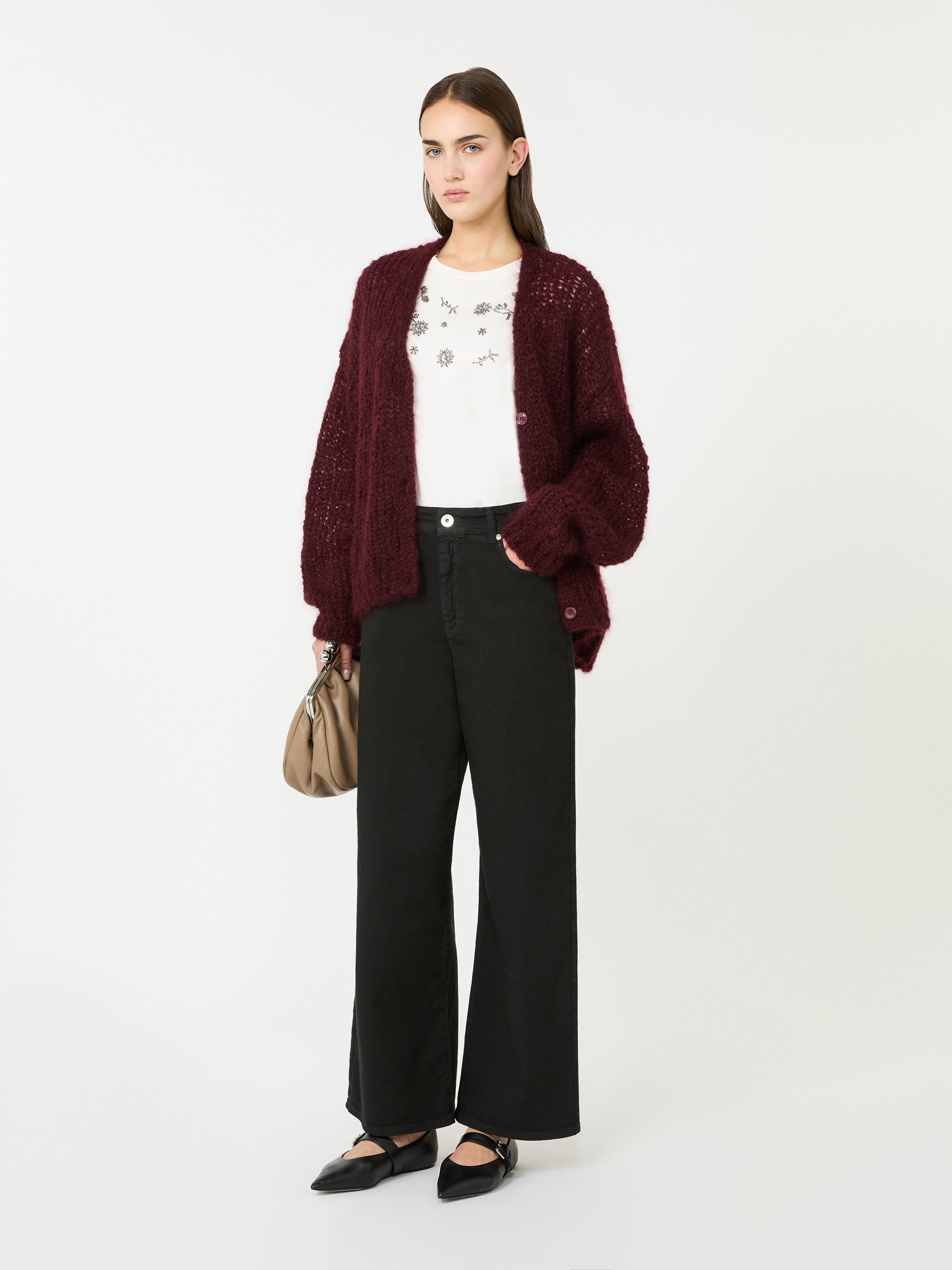Cotton drill wide-leg trousers - BLACK - Weekend Max Mara