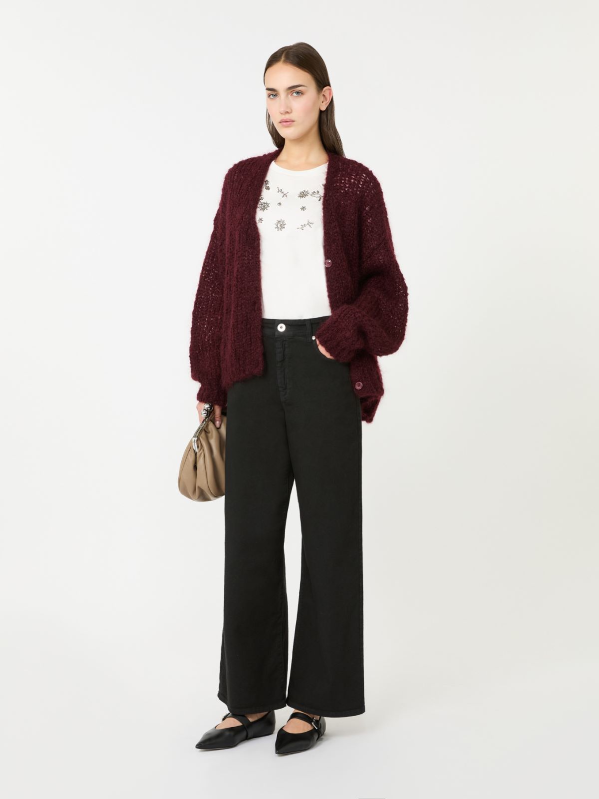 Cotton drill wide-leg trousers - BLACK - Weekend