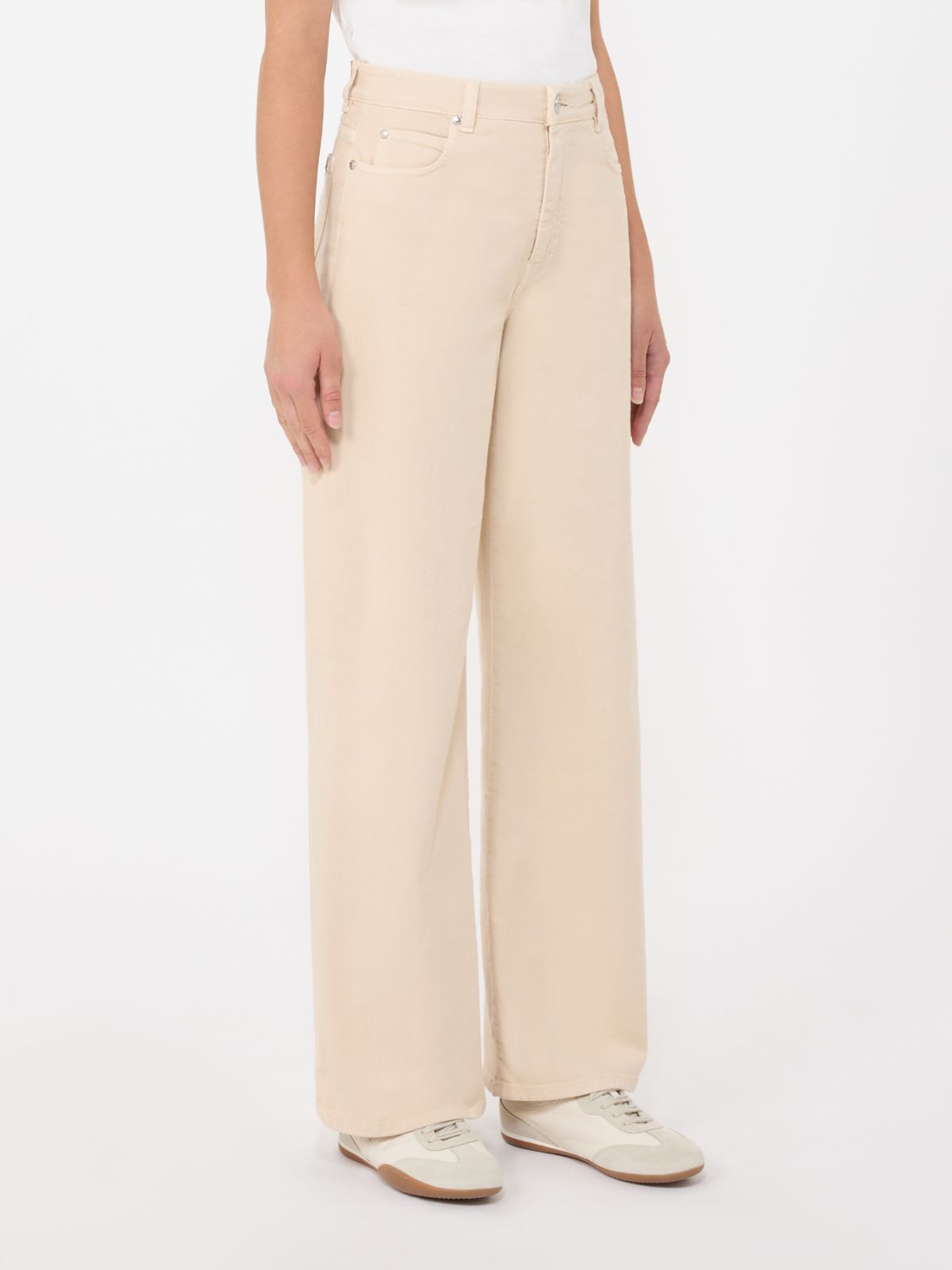 Cotton drill wide-leg trousers - SAND - Weekend - 2