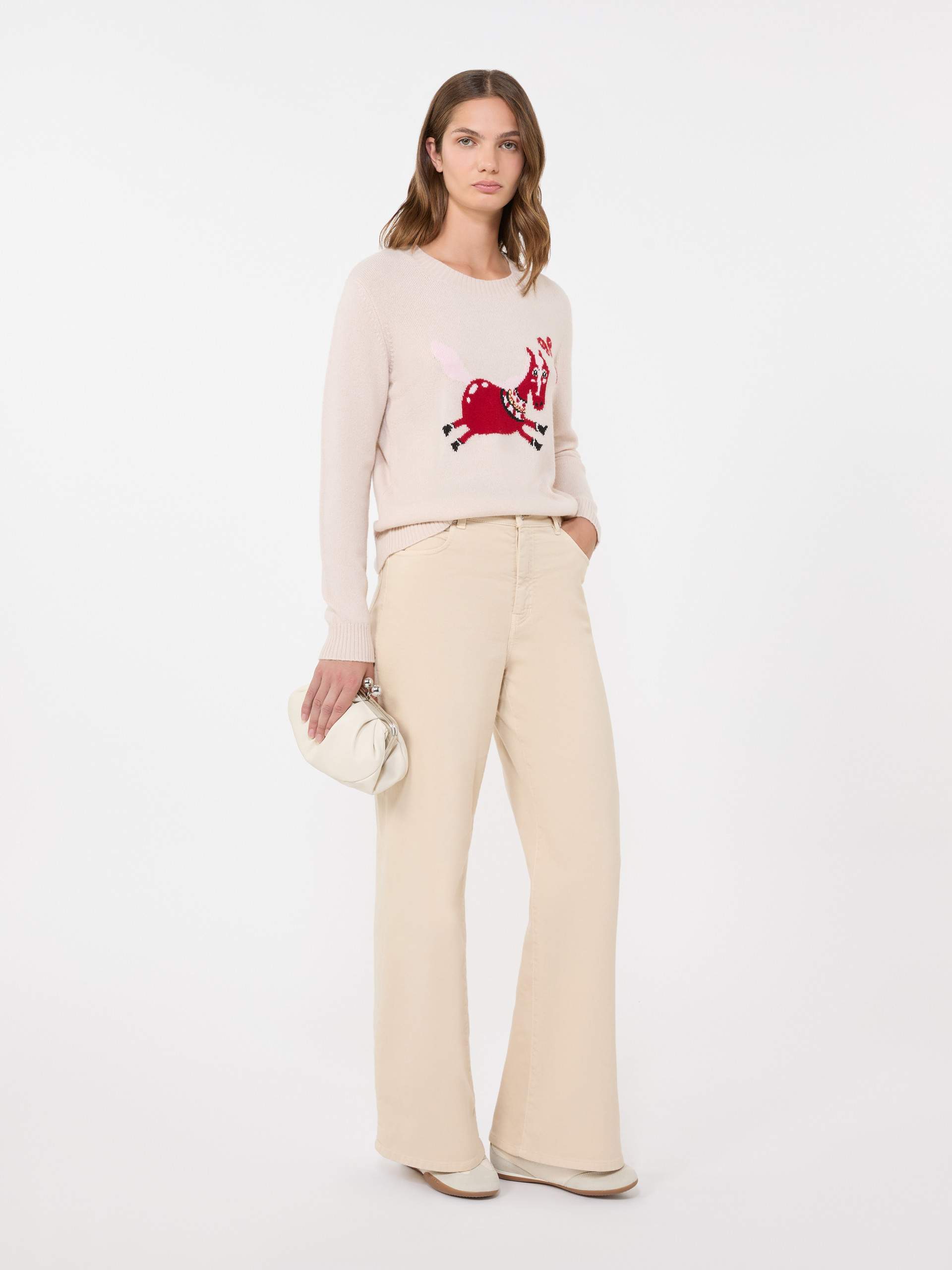 Cotton drill wide-leg trousers - SAND - Weekend Max Mara