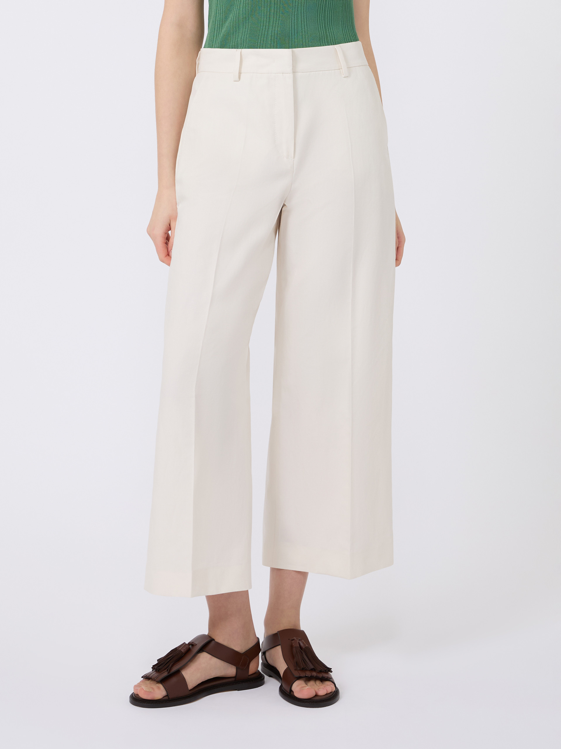 Cotton and linen canvas trousers - ECRU - Weekend Max Mara - 2