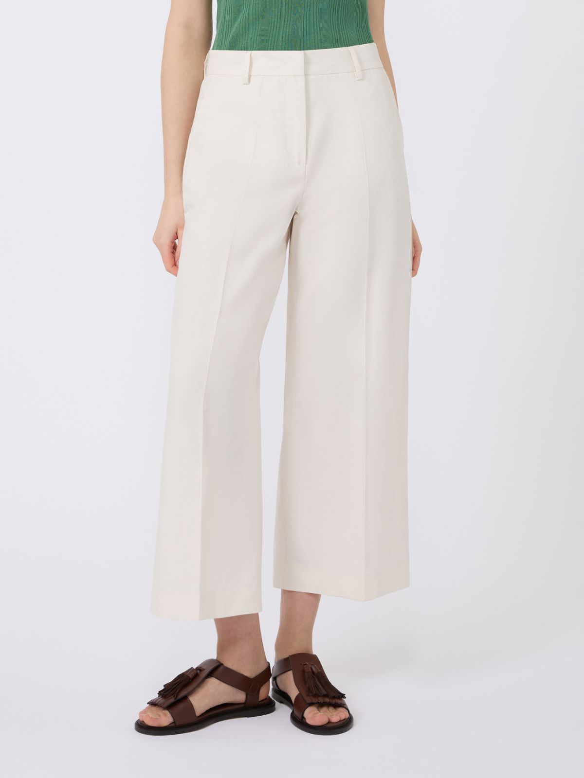Cotton and linen canvas trousers - ECRU - Weekend - 2
