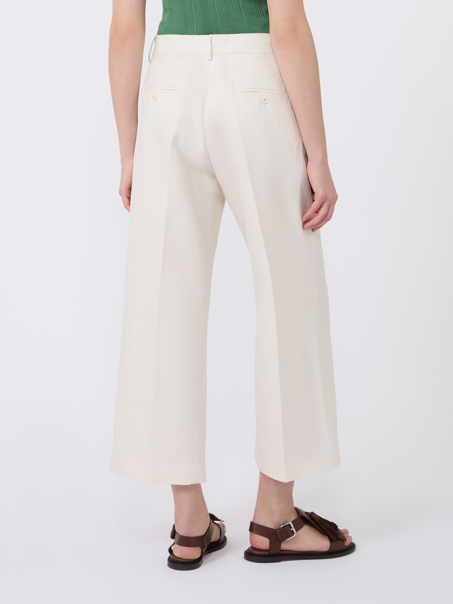 Cotton and linen canvas trousers - ECRU - Weekend Max Mara - 3