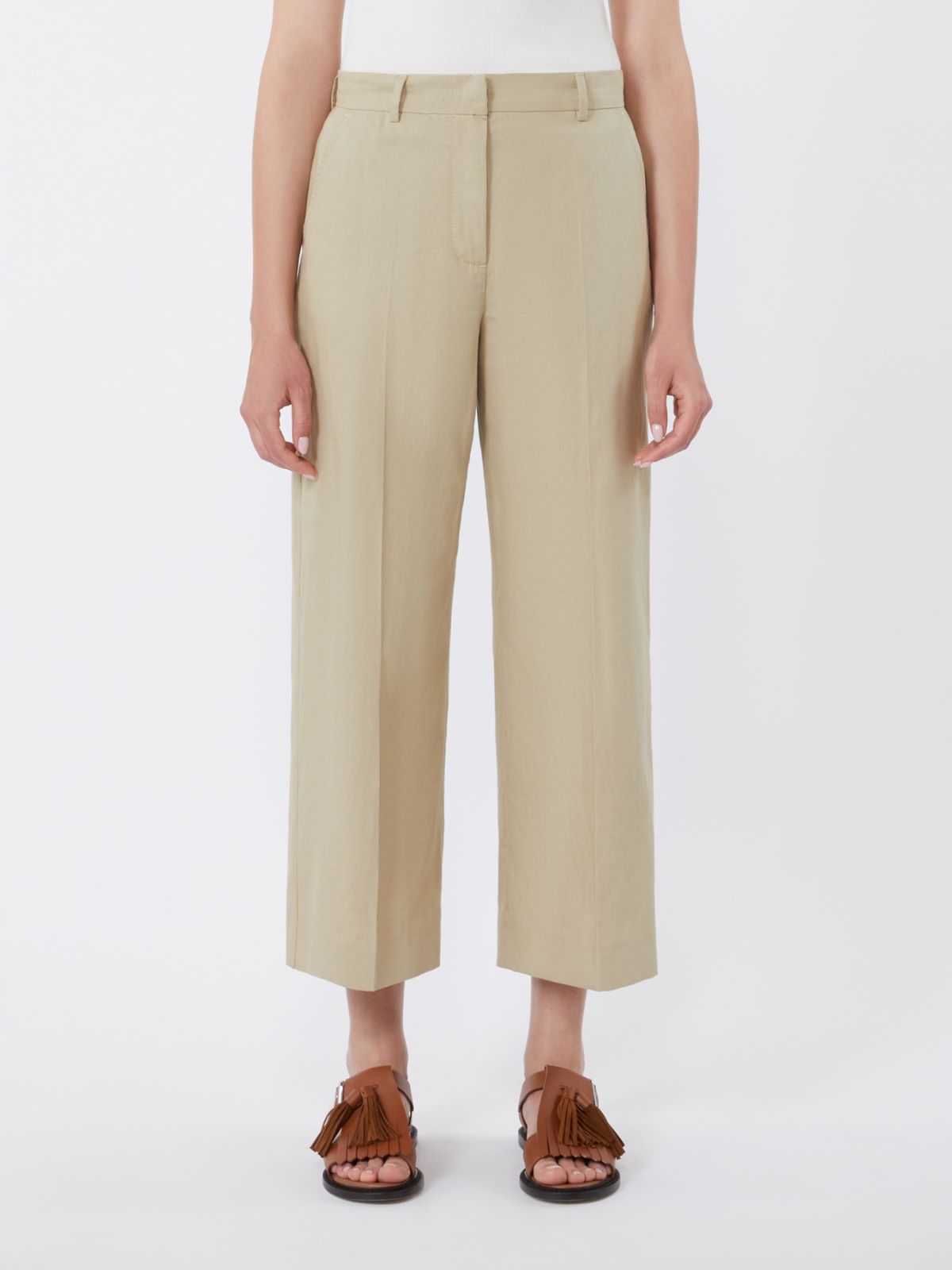 Cotton and linen canvas trousers - SAND - Weekend - 2