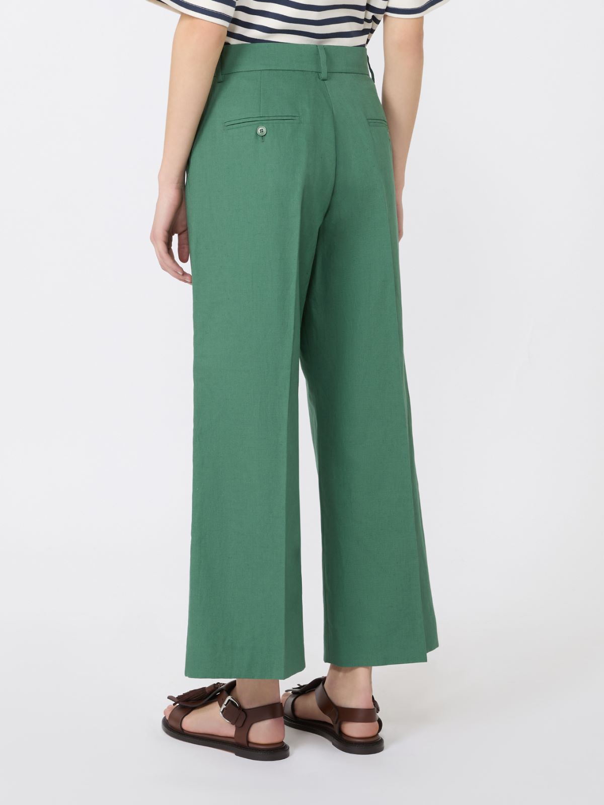Cotton and linen canvas trousers - GREEN - Weekend - 3