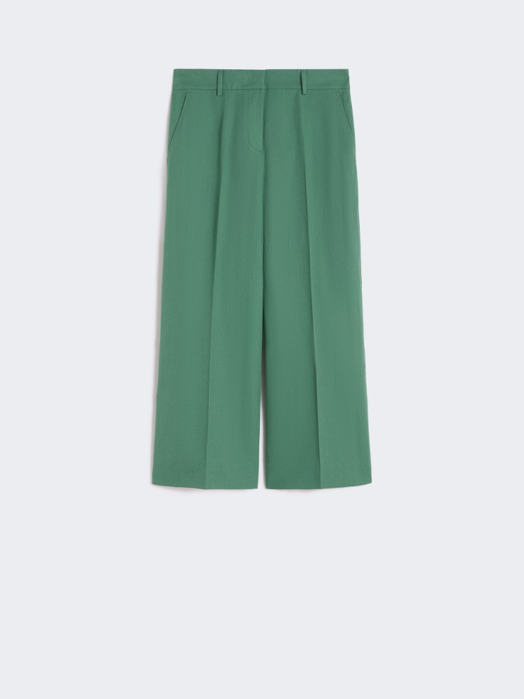 Cotton and linen canvas trousers - GREEN - Weekend - 5