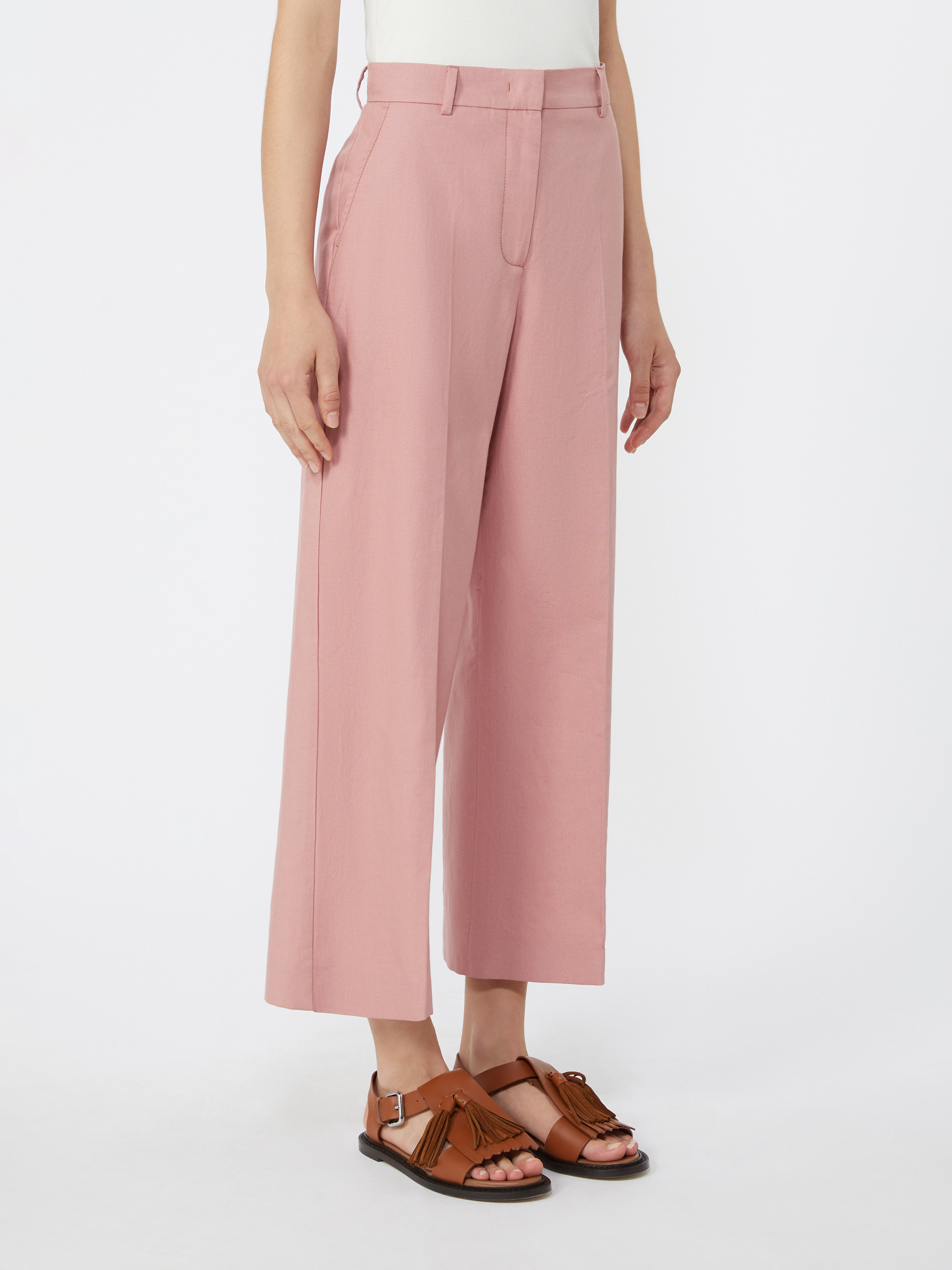 Cotton and linen canvas trousers - ANTIQUE ROSE - Weekend Max Mara - 2