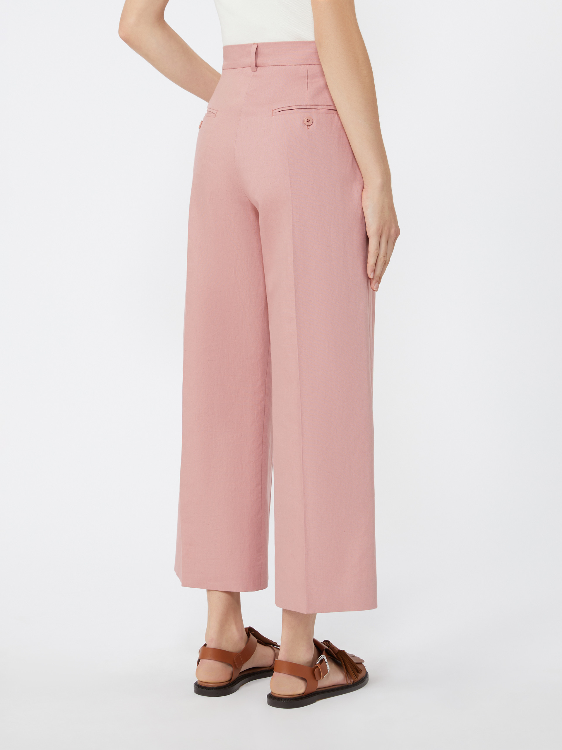 Cotton and linen canvas trousers - ANTIQUE ROSE - Weekend Max Mara - 3