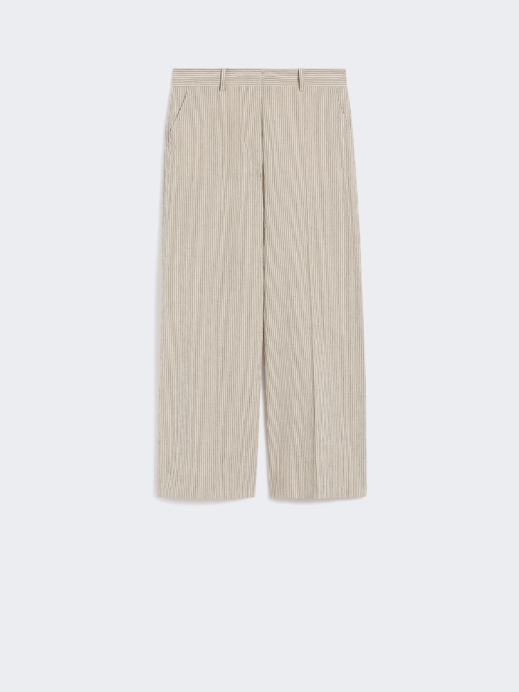 Cotton and linen seersucker trousers - SAND - Weekend - 2
