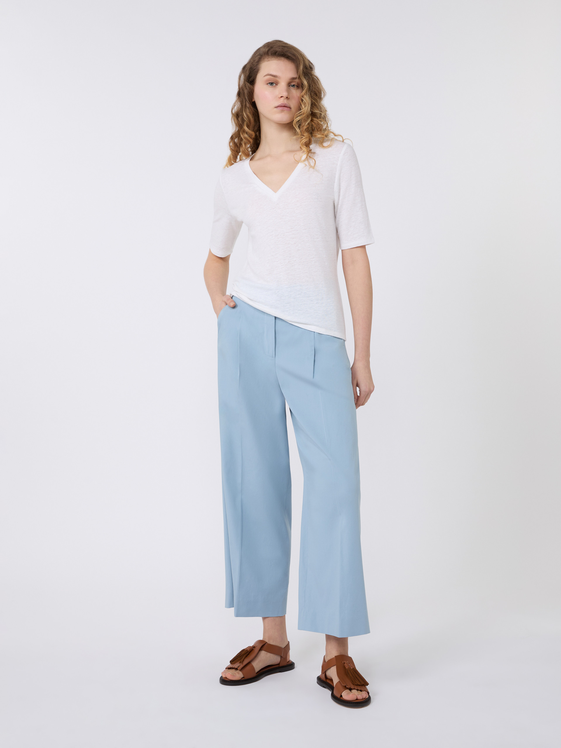 Stretch cotton gabardine trousers - LIGHT BLUE - Weekend Max Mara