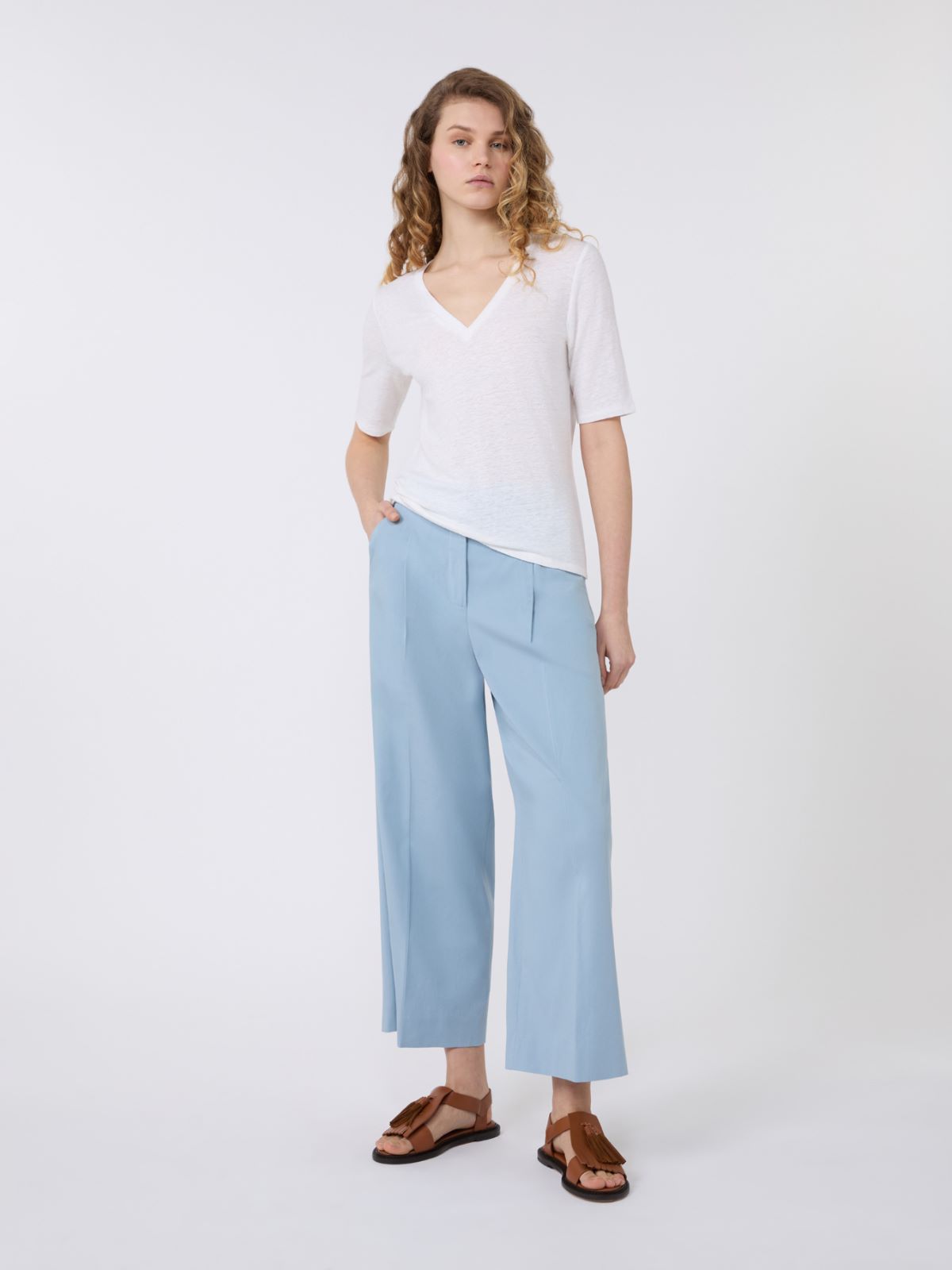 Pantalone in gabardina di cotone stretch - AZZURRO - Weekend