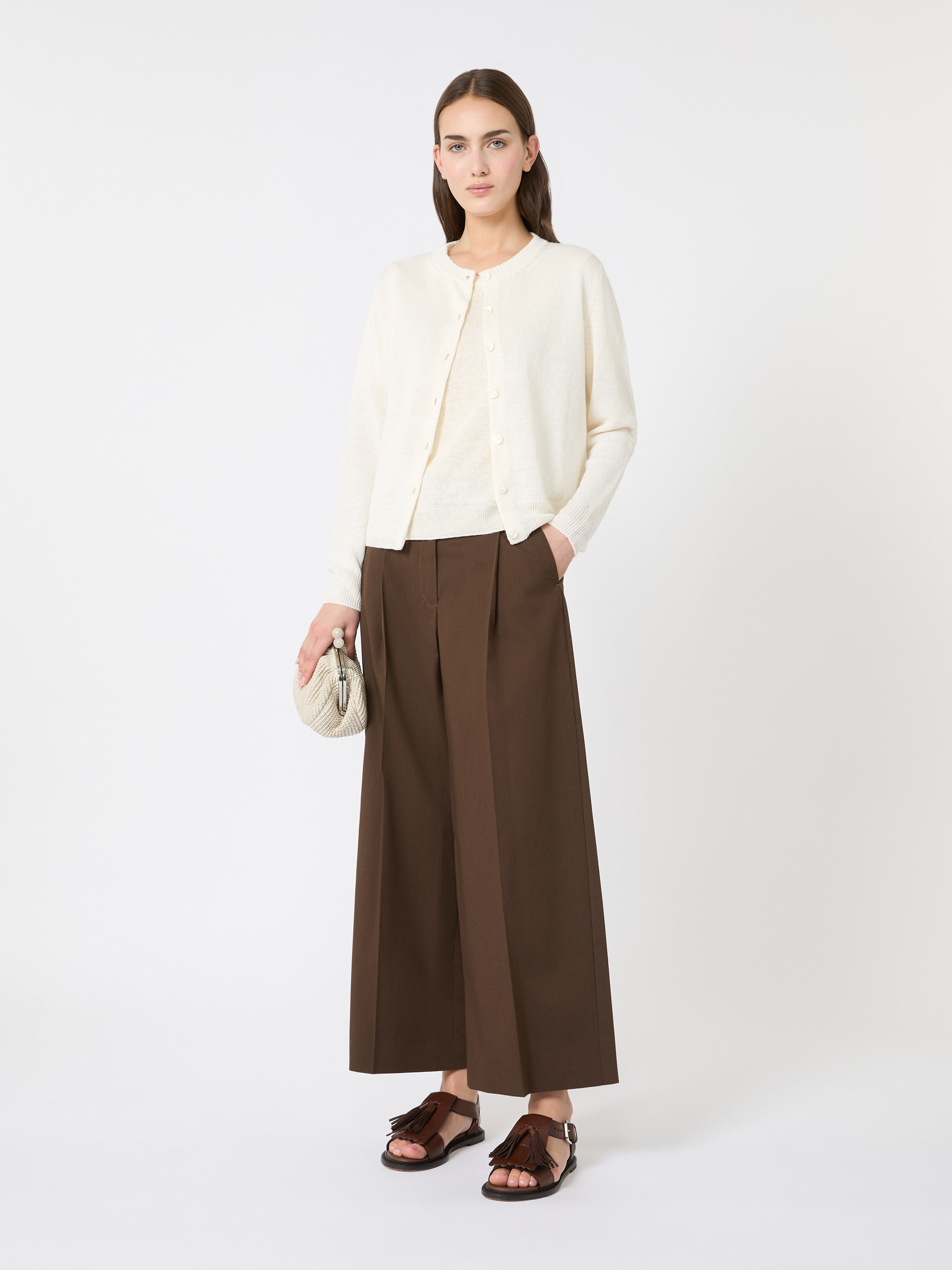 Stretch cotton gabardine trousers - CHOCOLATE - Weekend Max Mara