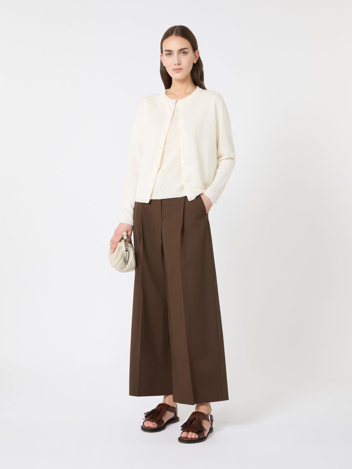Stretch cotton gabardine trousers - CHOCOLATE - Weekend