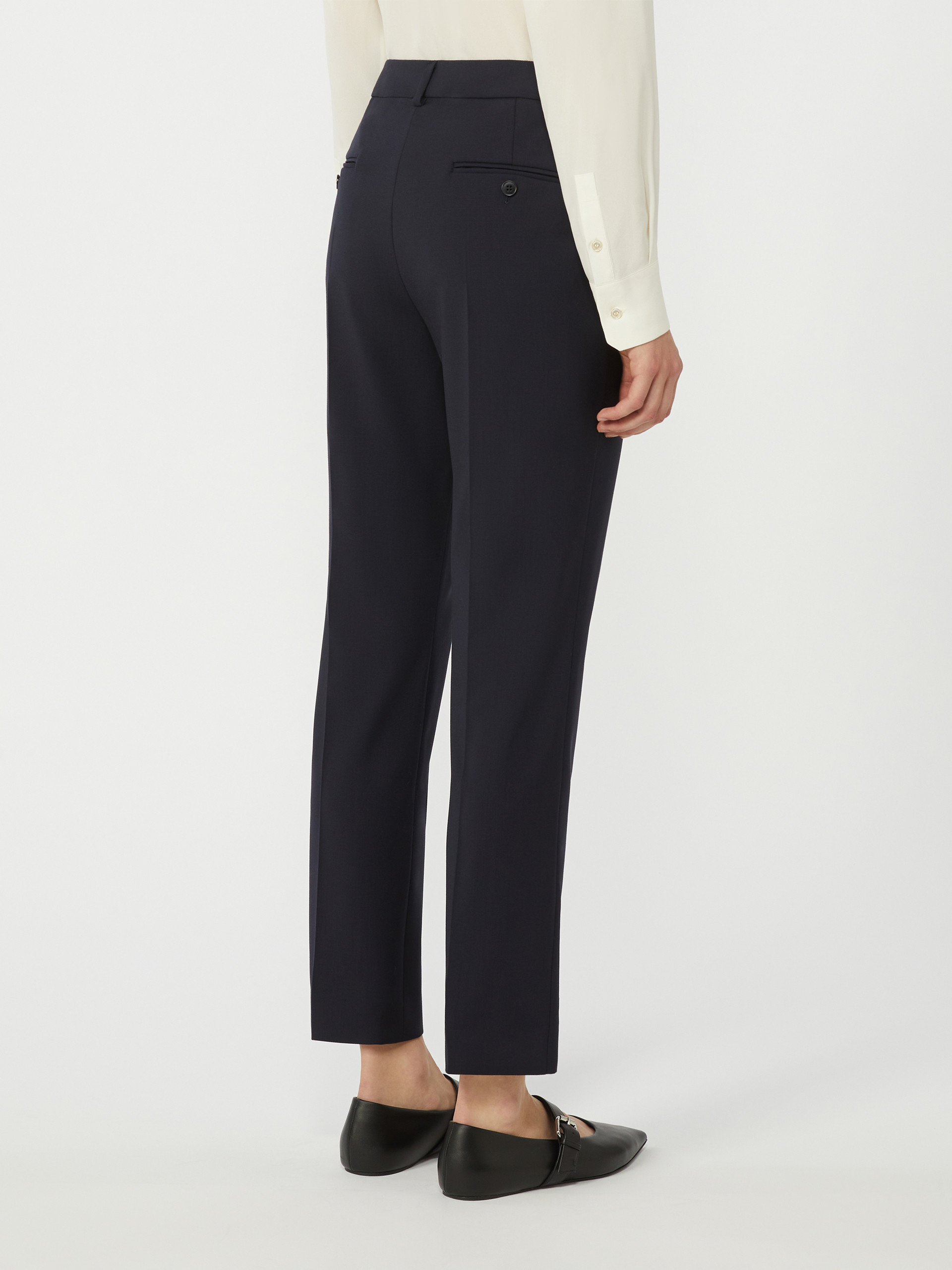 Stretch wool cigarette trousers - NAVY - Weekend Max Mara - 3