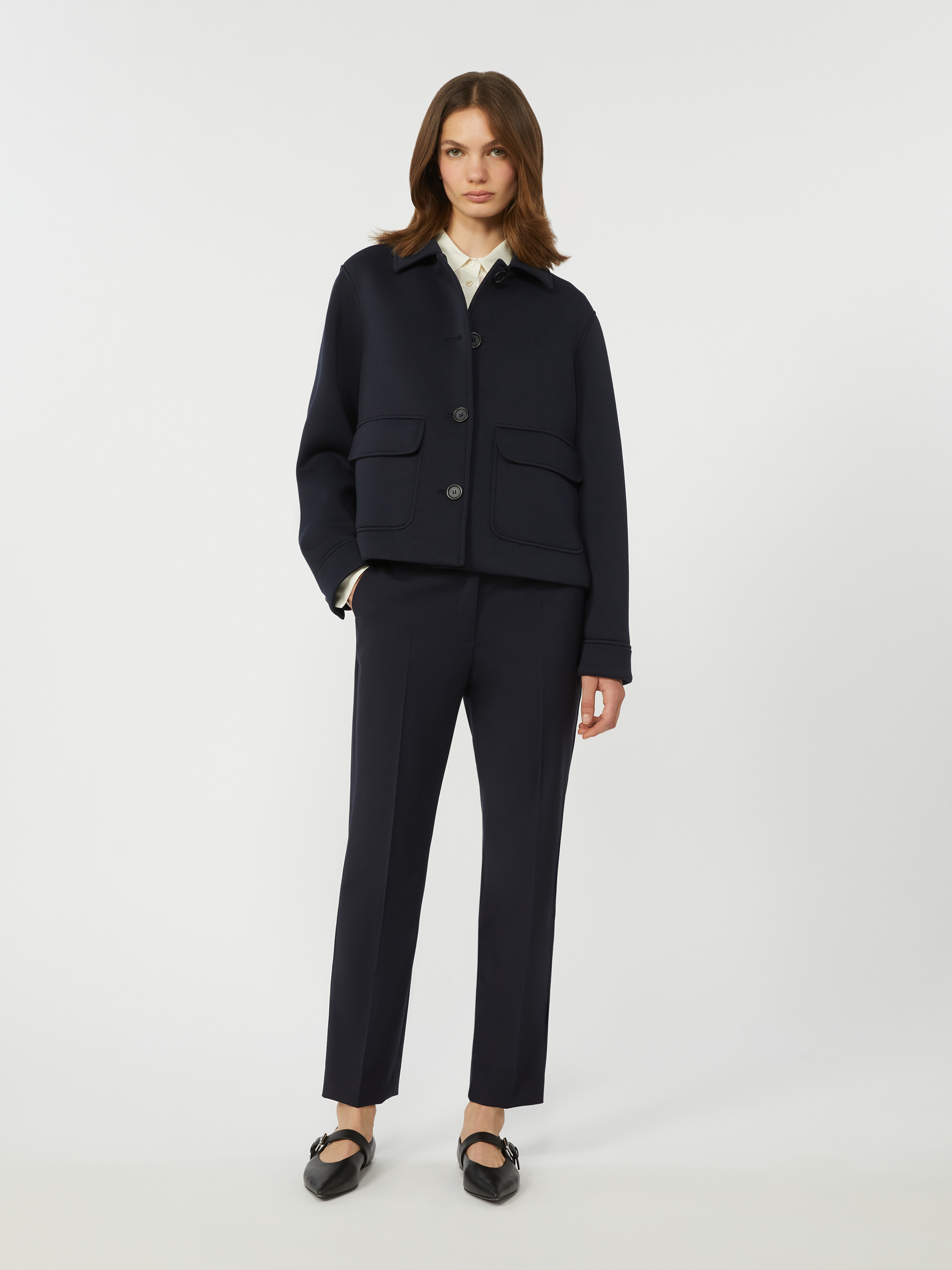 Stretch wool cigarette trousers - NAVY - Weekend Max Mara