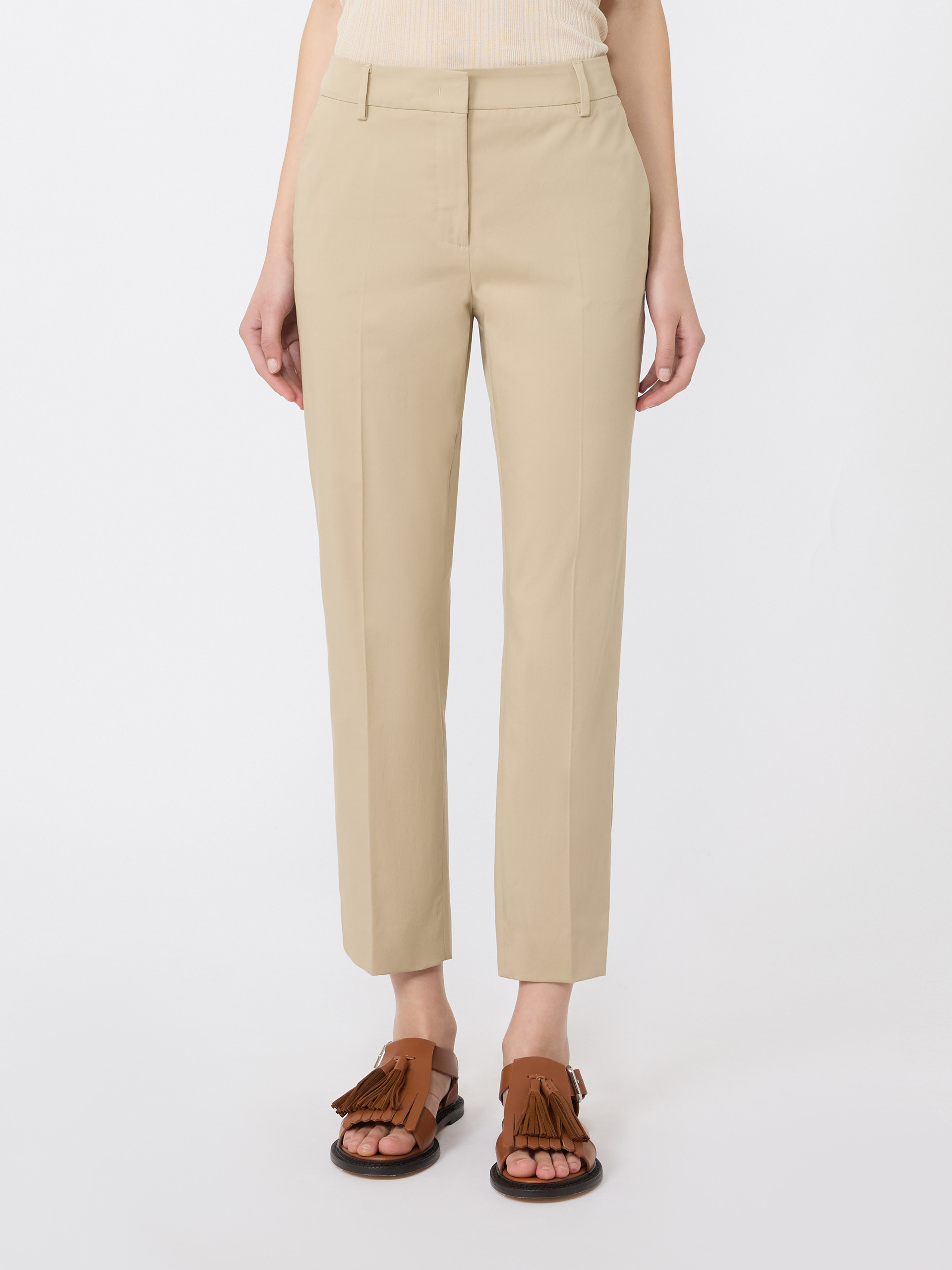 Slim-fit stretch cotton trousers - SAND - Weekend Max Mara - 2