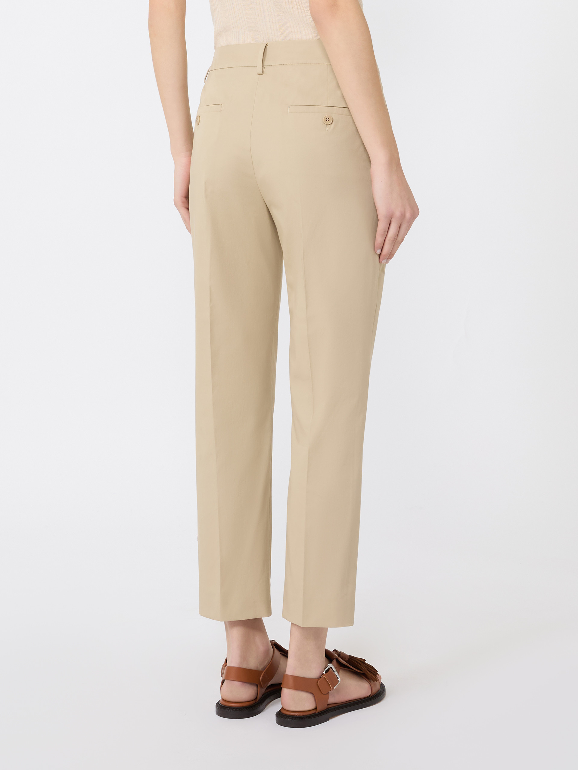 Slim-fit stretch cotton trousers - SAND - Weekend Max Mara - 3