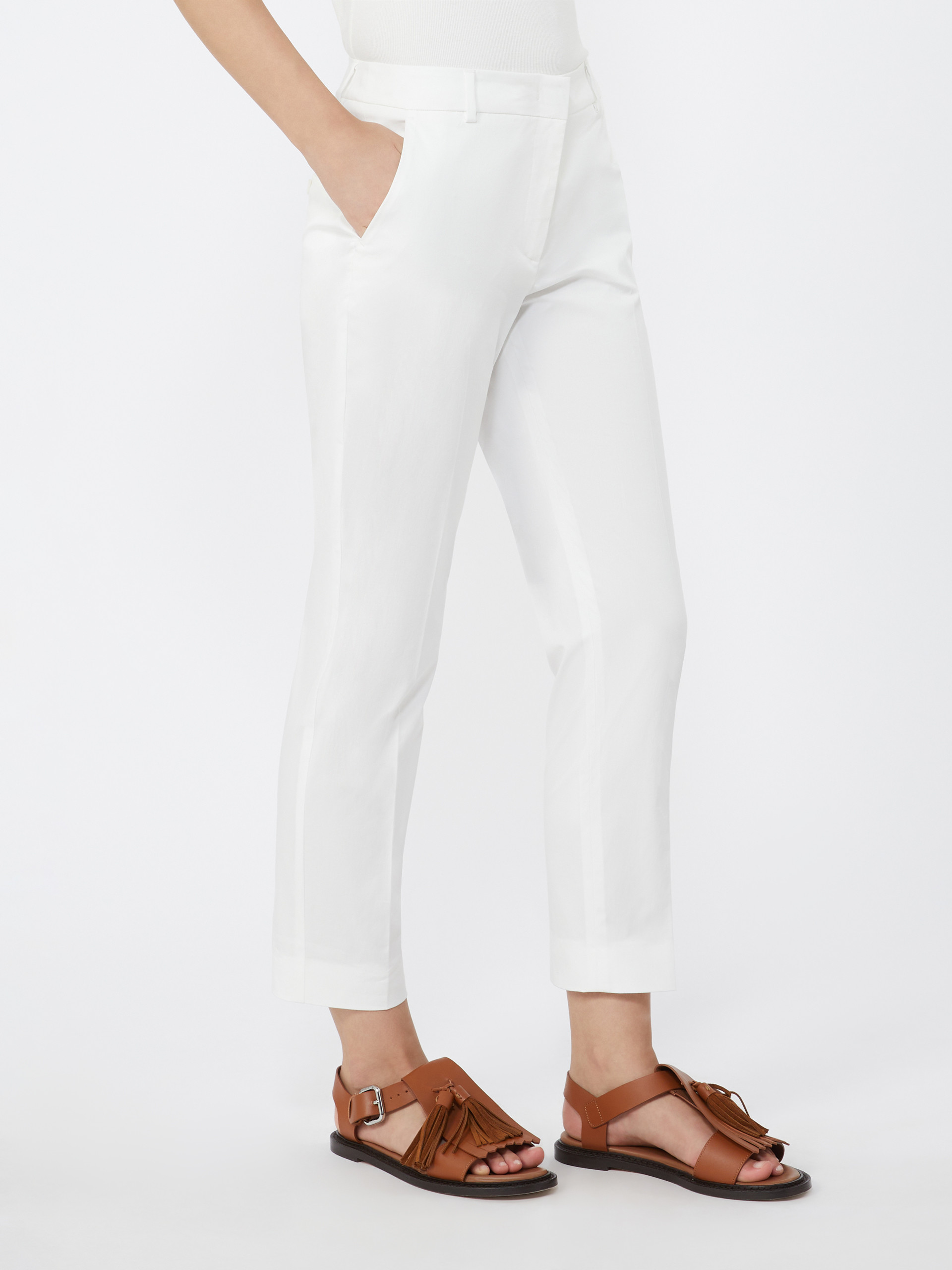 Slim-fit stretch cotton trousers - WHITE - Weekend Max Mara - 2