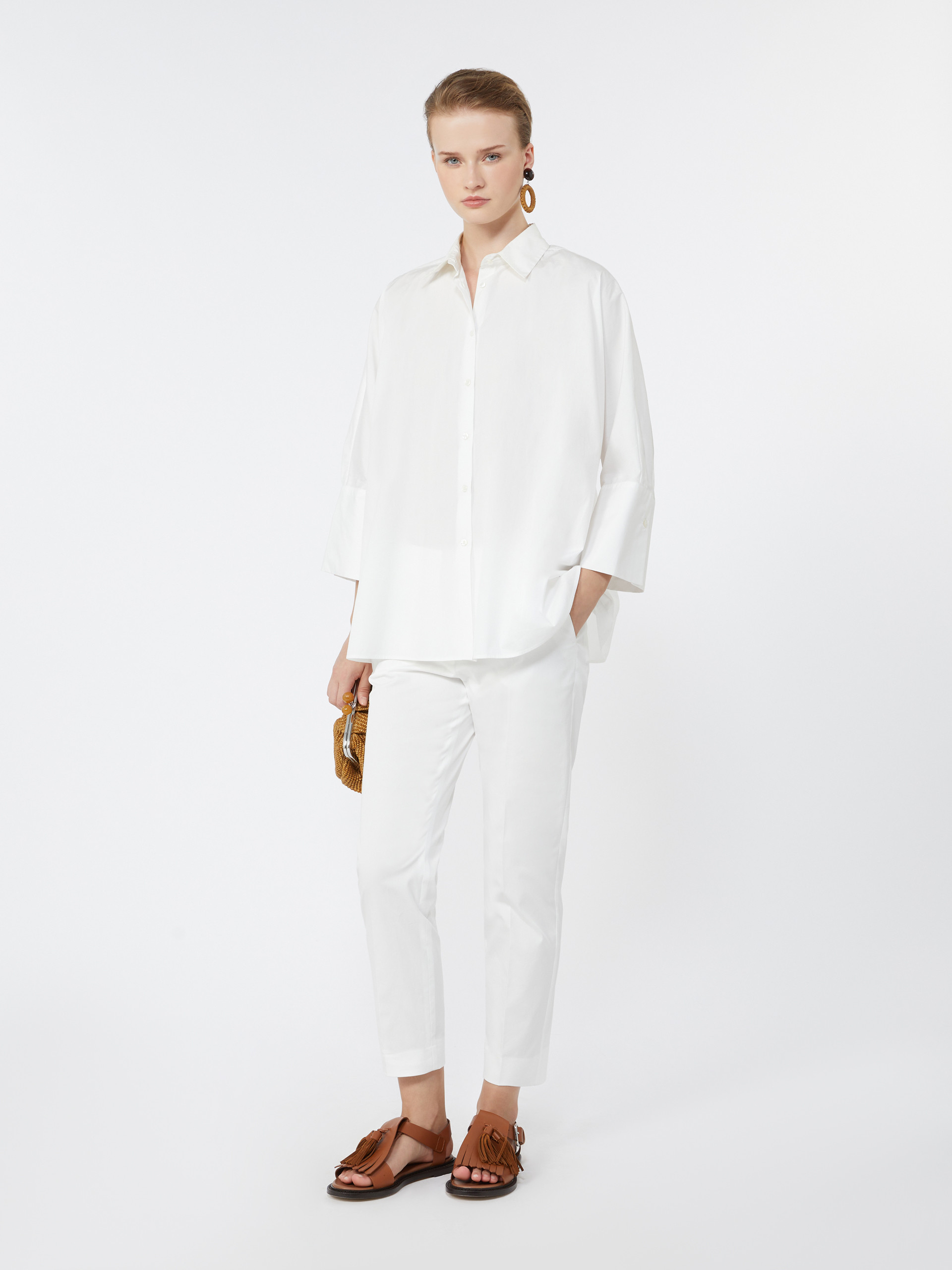 Slim-fit stretch cotton trousers - WHITE - Weekend Max Mara