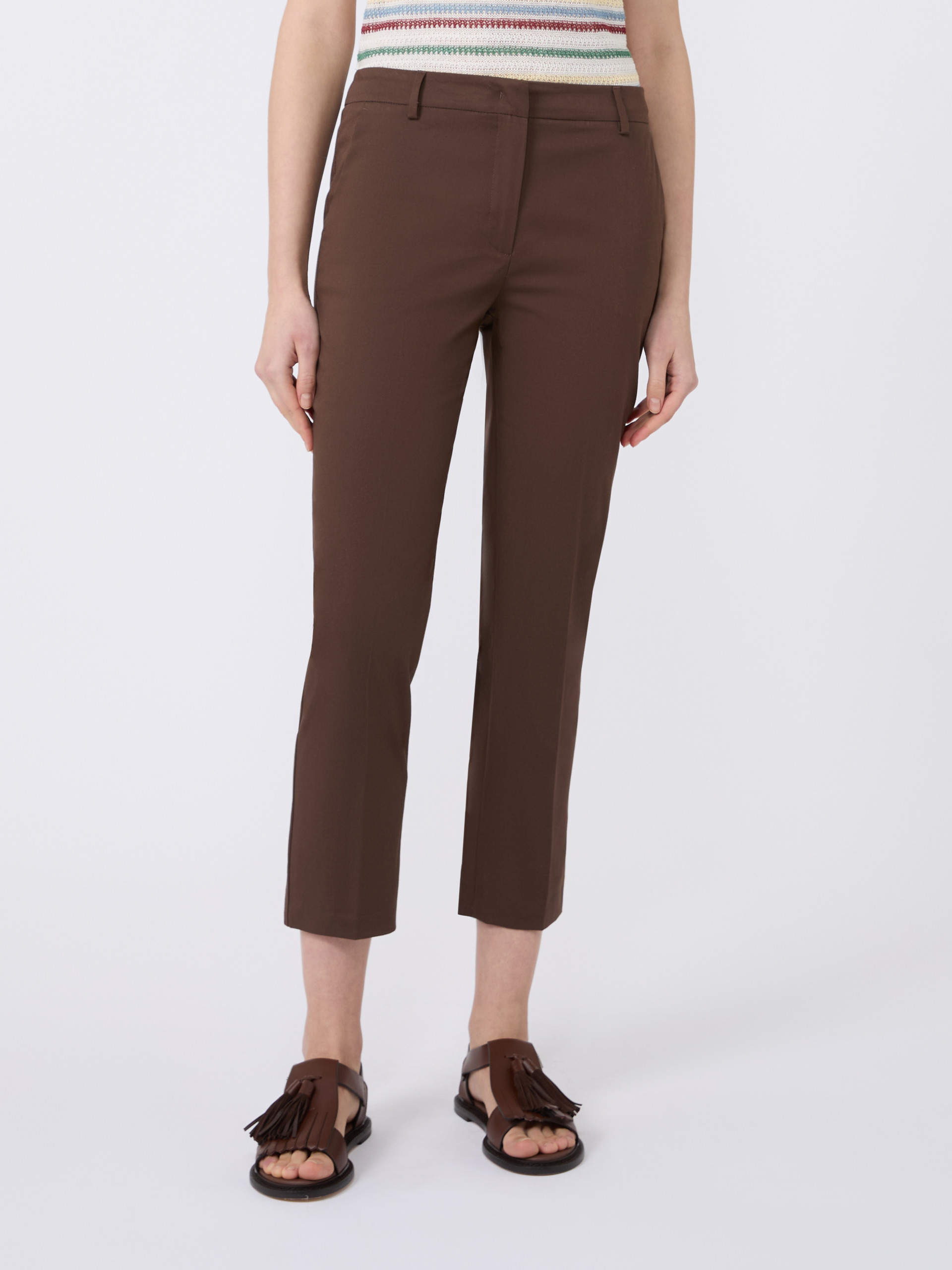 Slim-fit stretch cotton trousers - CHOCOLATE - Weekend Max Mara - 2