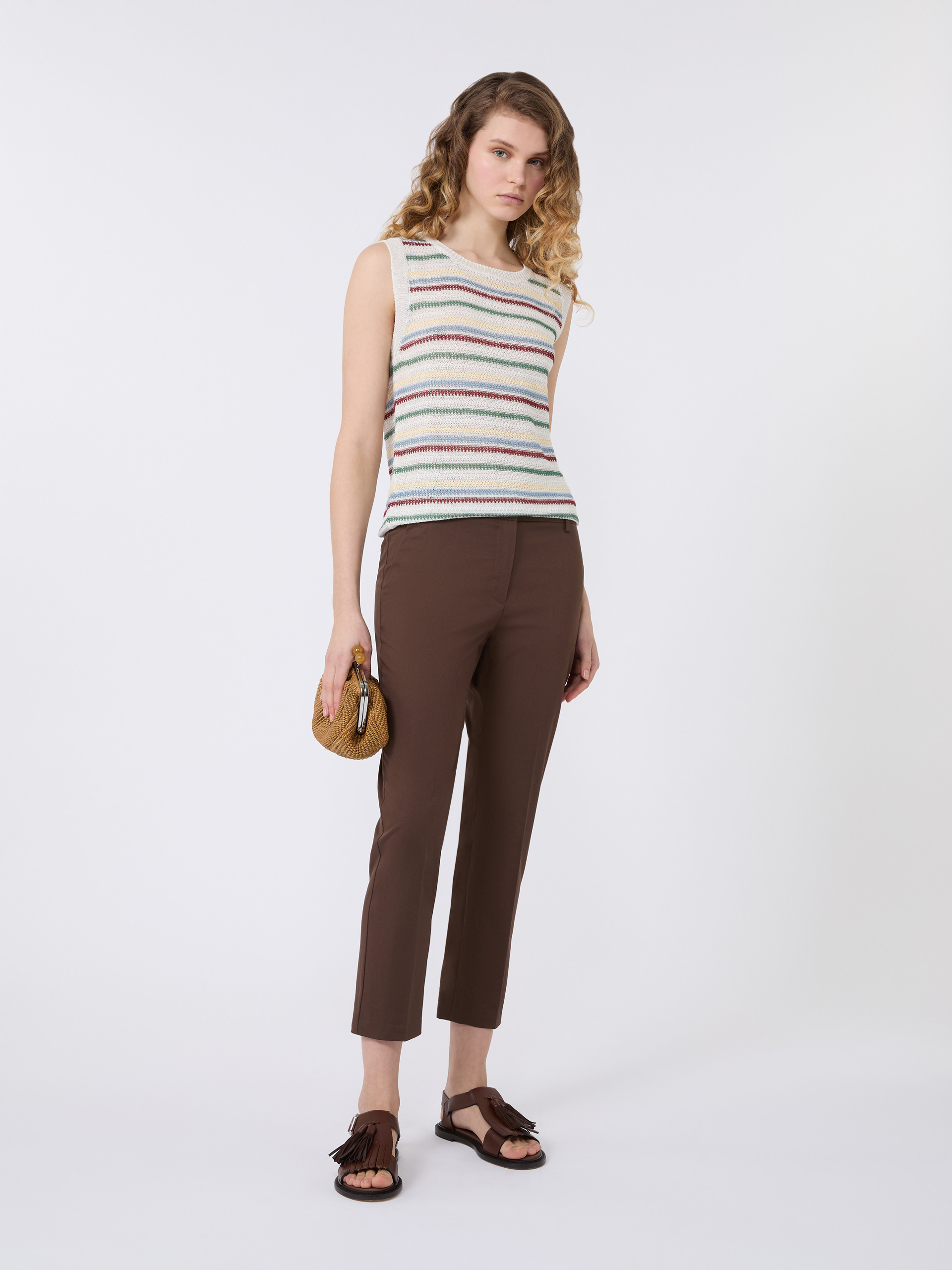Slim-fit stretch cotton trousers - CHOCOLATE - Weekend Max Mara