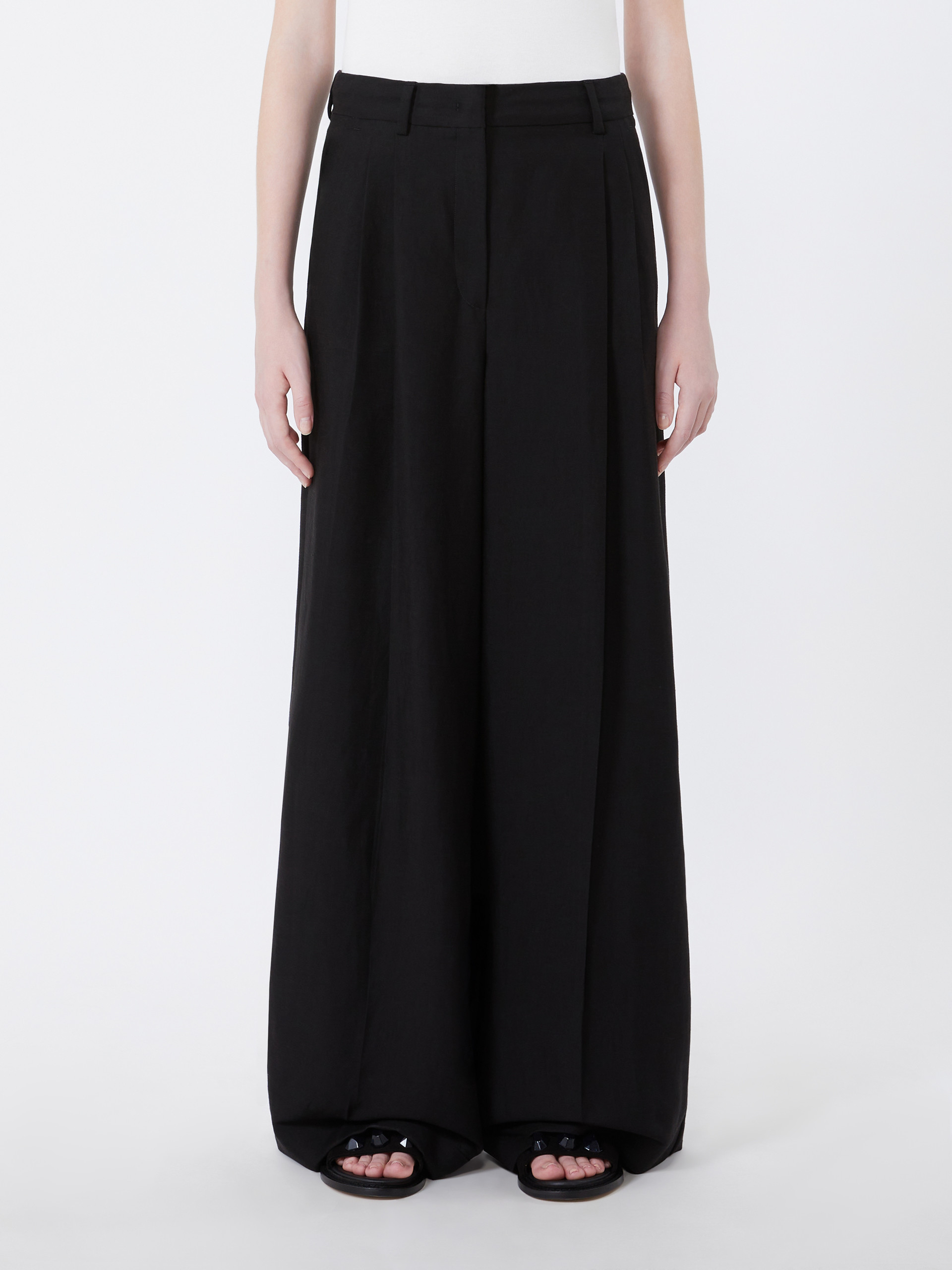 Viscose and linen wide-leg trousers - BLACK - Weekend Max Mara - 2