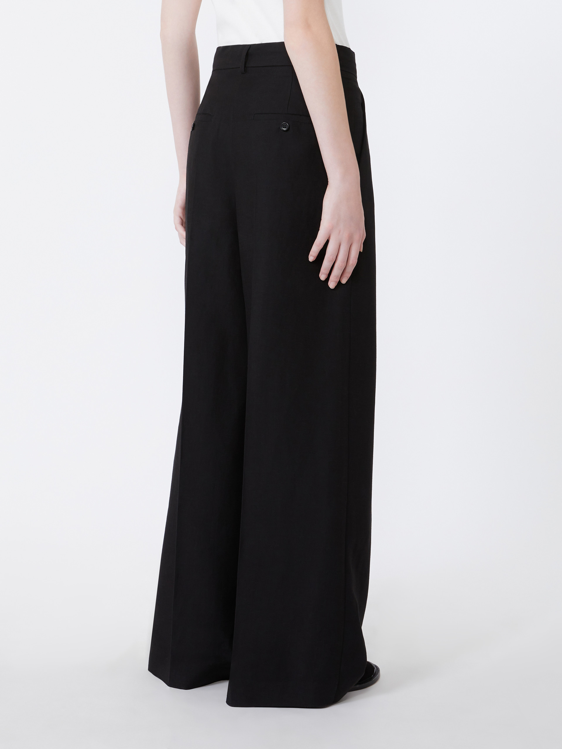 Viscose and linen wide-leg trousers - BLACK - Weekend Max Mara - 3