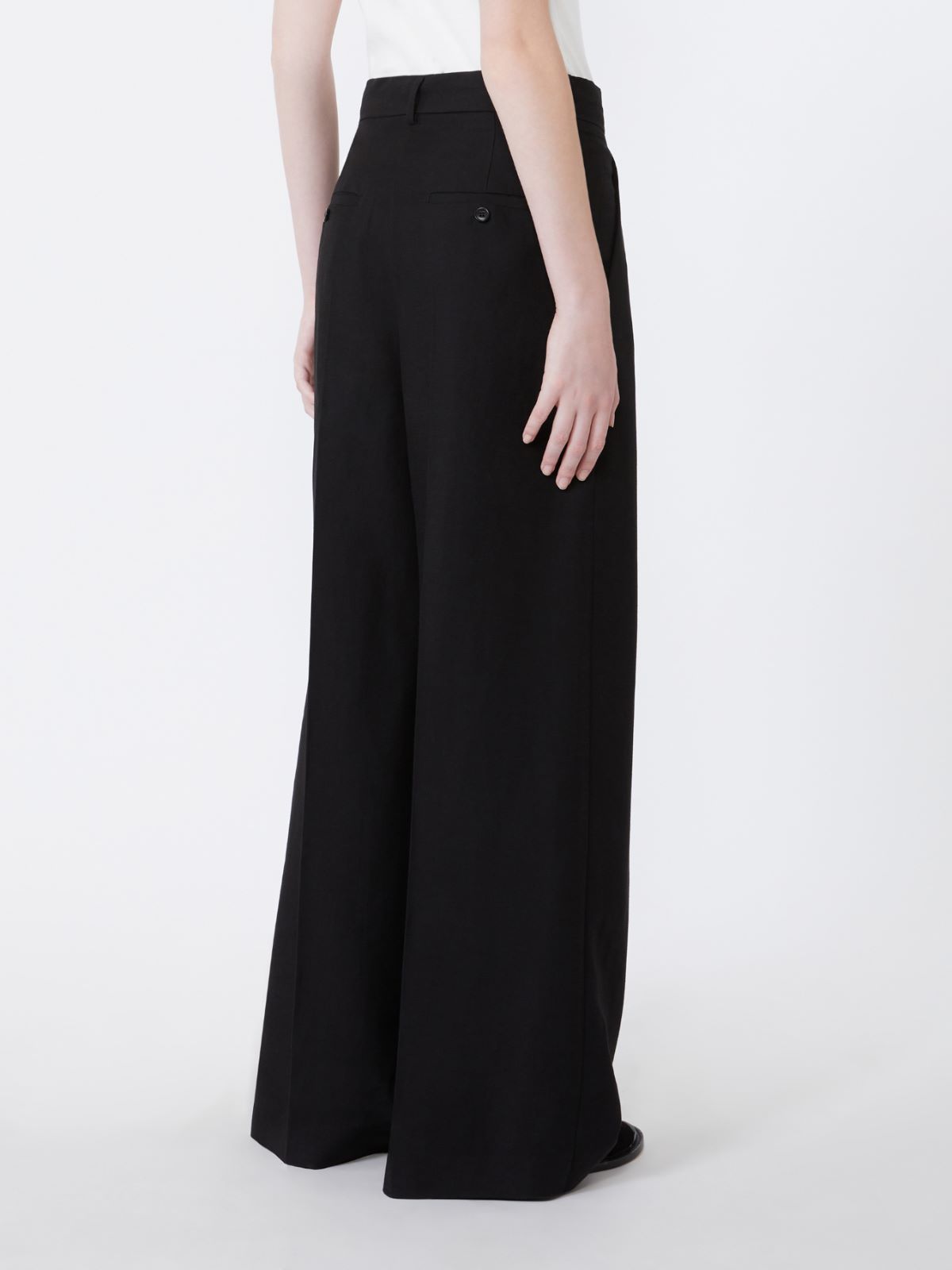 Viscose and linen wide-leg trousers - BLACK - Weekend - 3