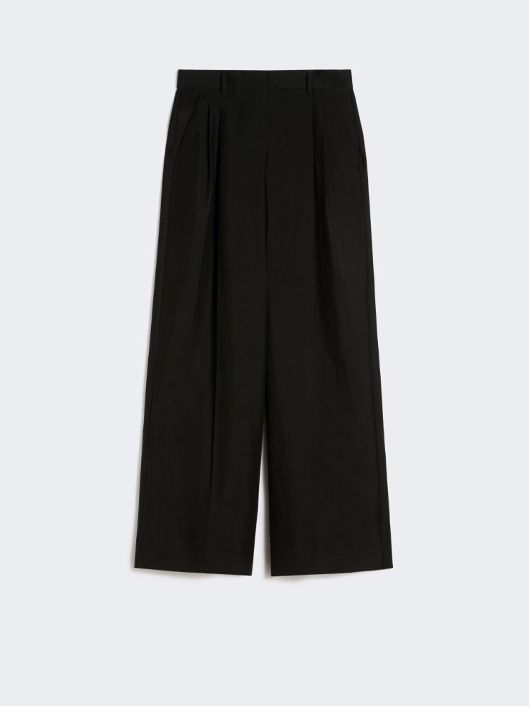 Viscose and linen wide-leg trousers - BLACK - Weekend - 5