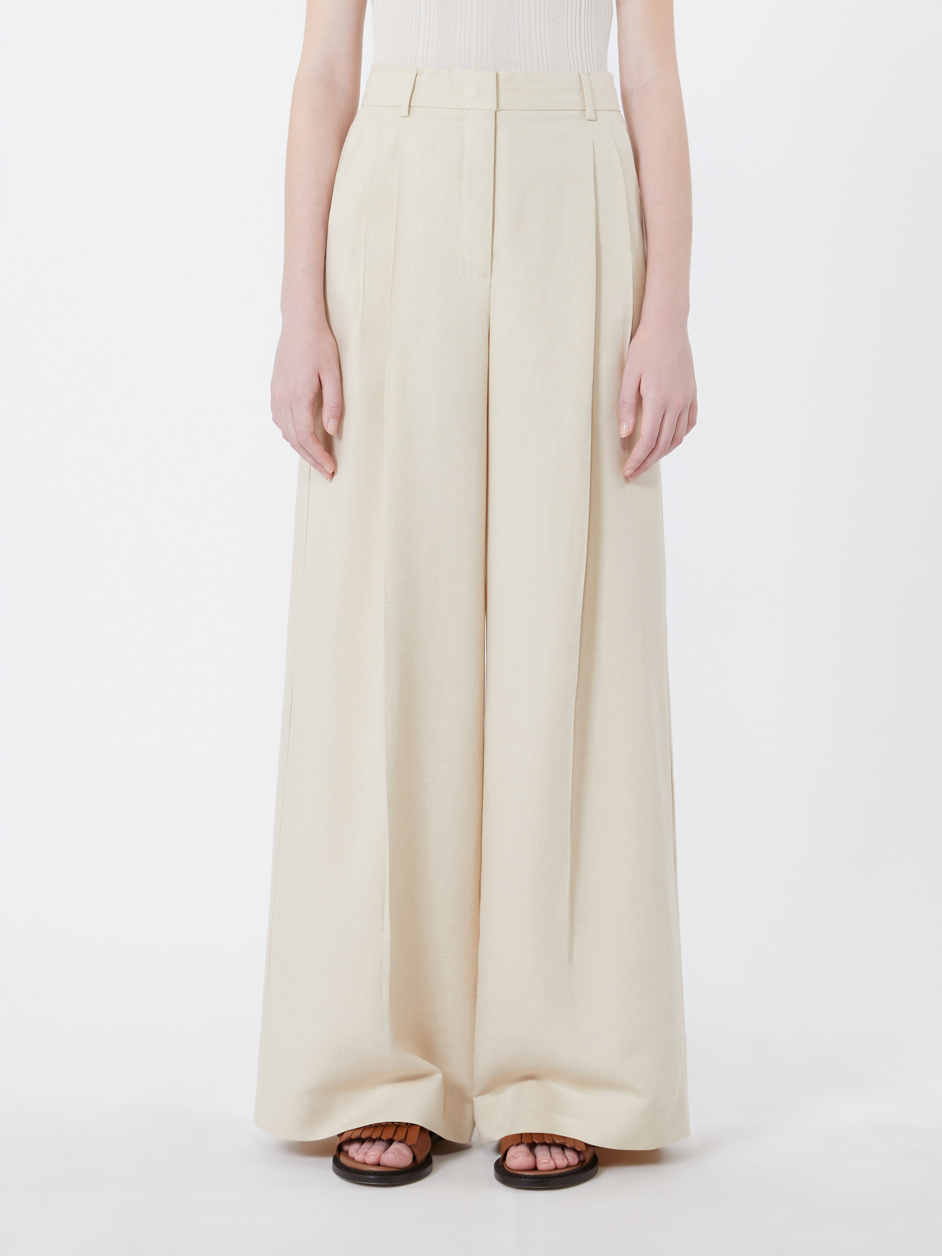 Viscose and linen wide-leg trousers - BEIGE - Weekend Max Mara - 2