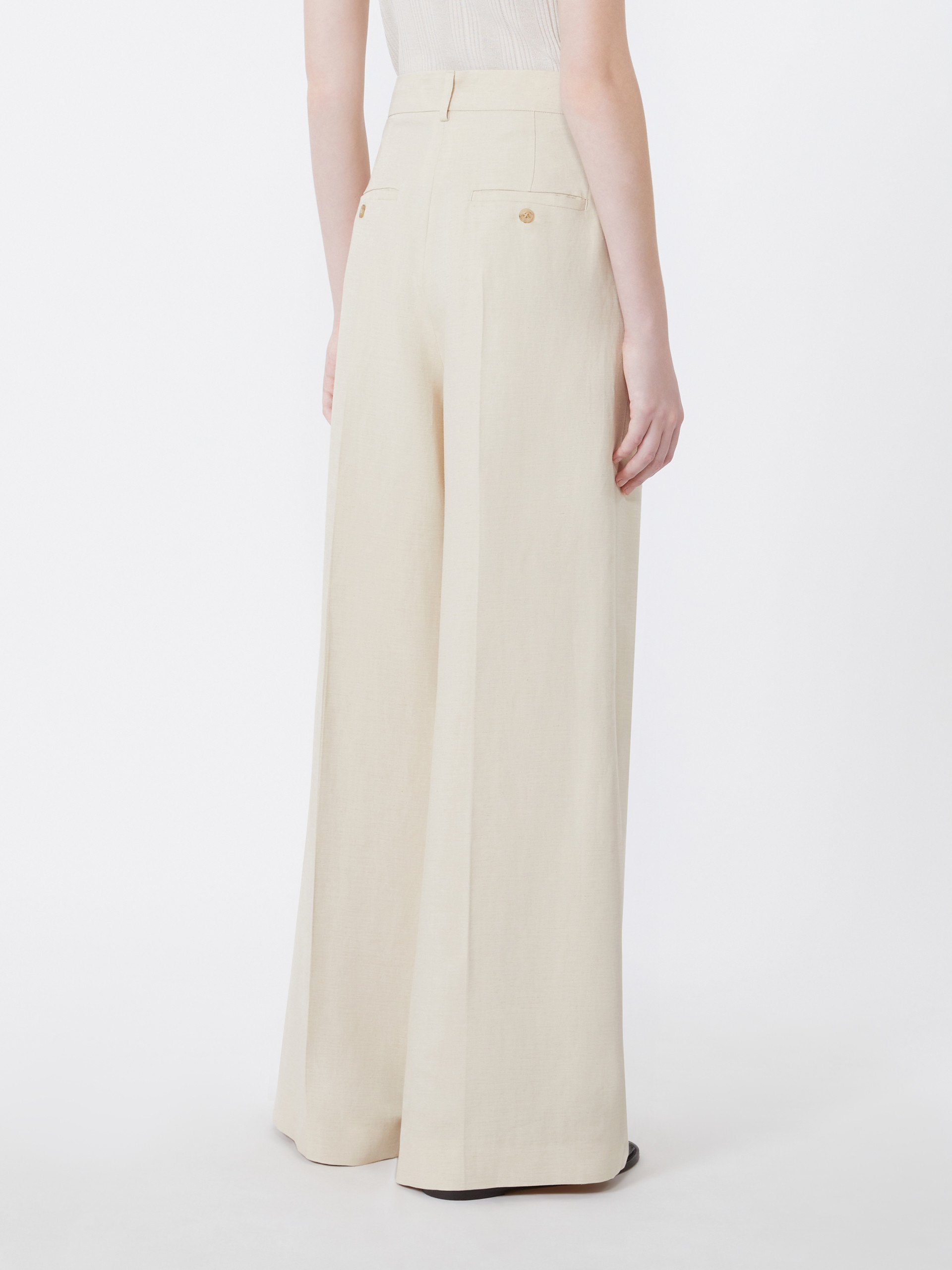 Viscose and linen wide-leg trousers - BEIGE - Weekend Max Mara - 3