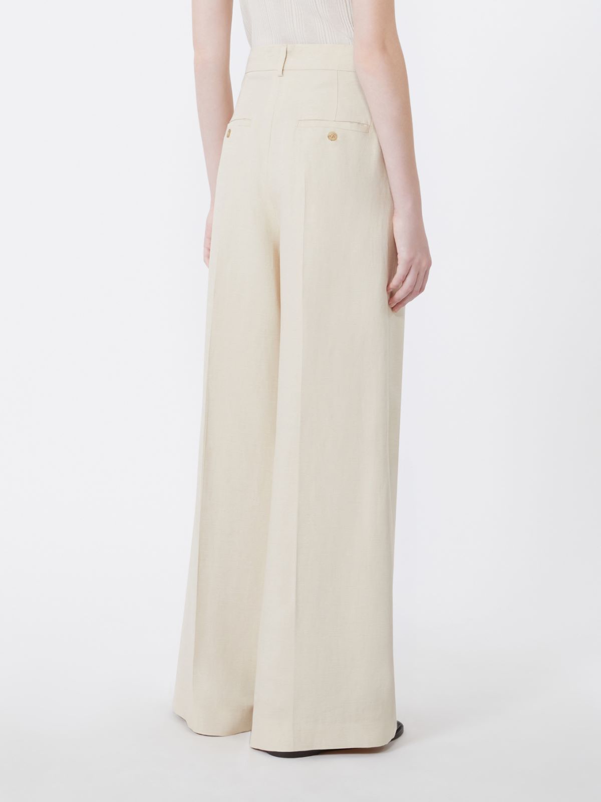 Viscose and linen wide-leg trousers - BEIGE - Weekend - 3