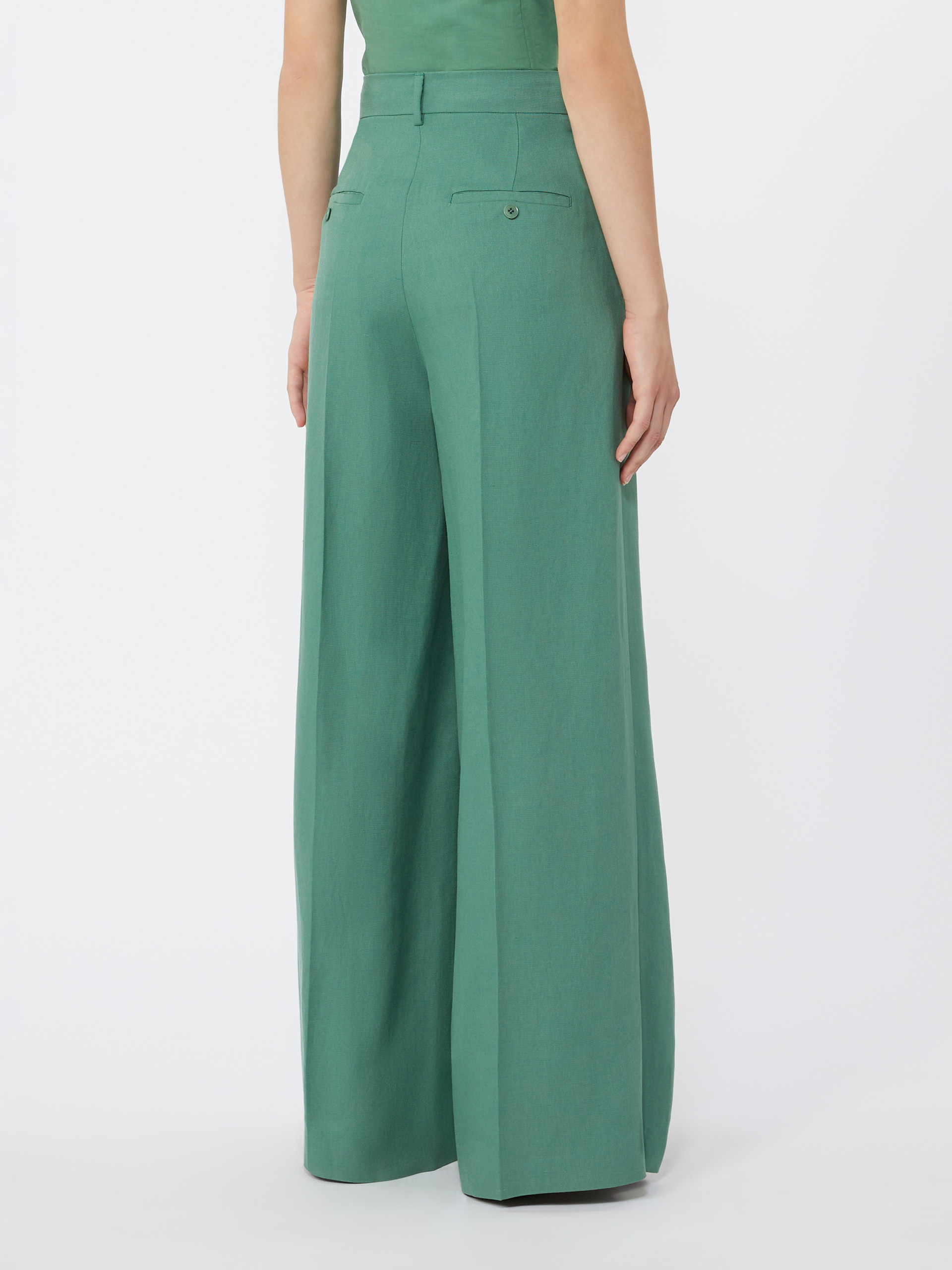 Viscose and linen wide-leg trousers - GREEN - Weekend Max Mara - 3