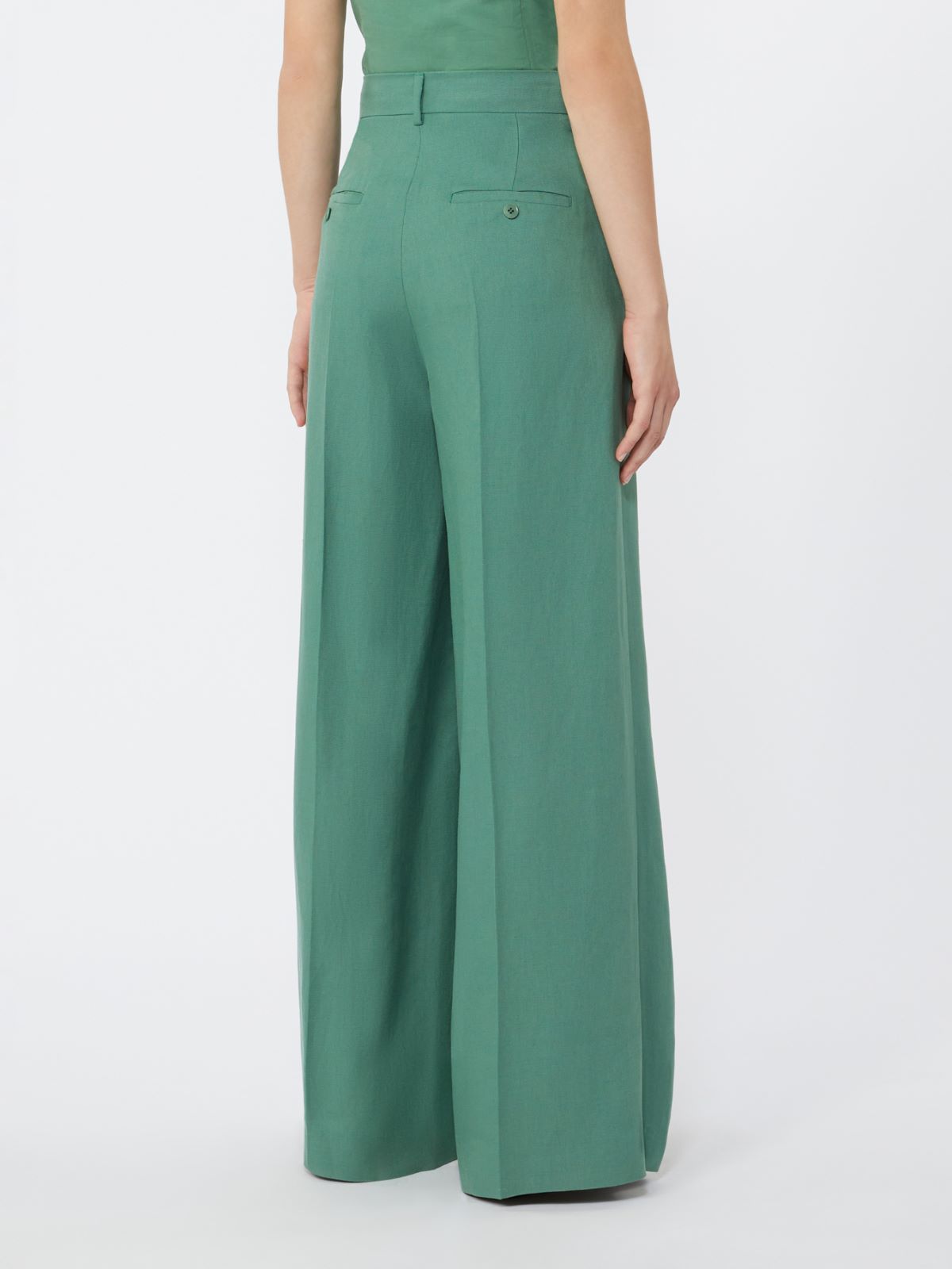 Viscose and linen wide-leg trousers - GREEN - Weekend - 3
