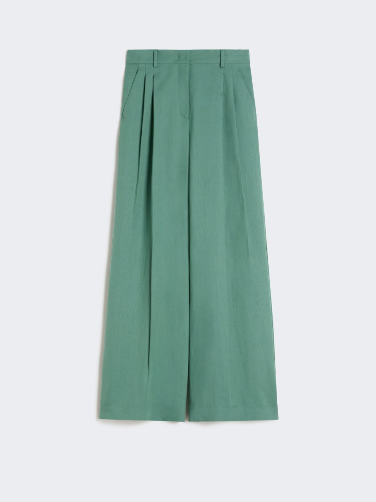 Viscose and linen wide-leg trousers - GREEN - Weekend